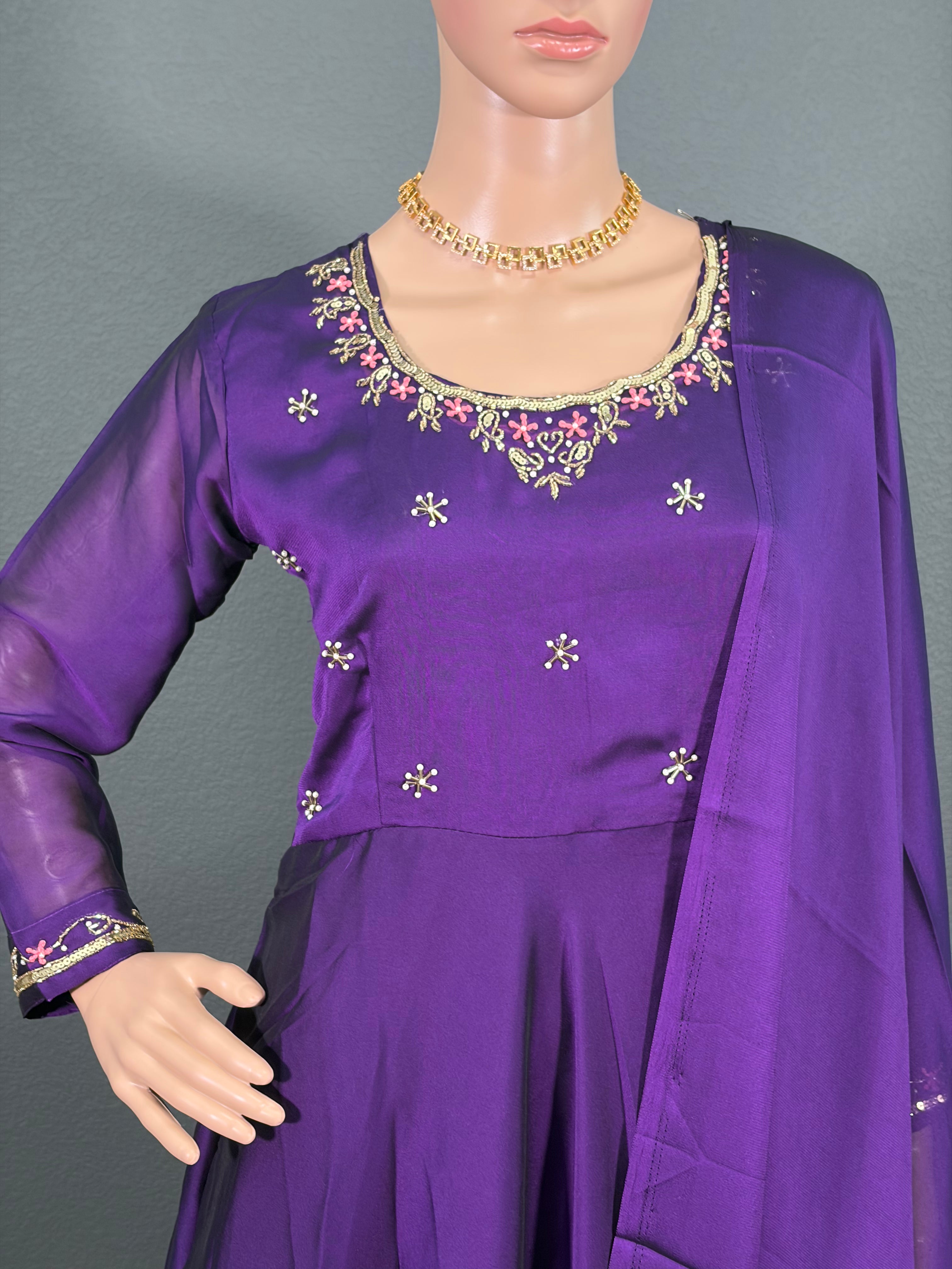 Mystic Violet Charm - Anarkali Gown for women ( L up to XL)