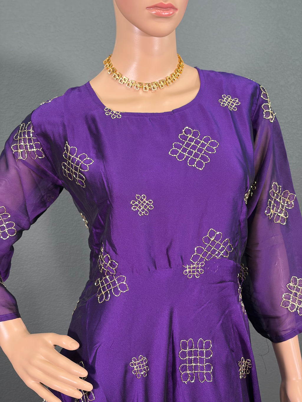 Purple Rangoli salwar - Anarkali gown for women(L up to XL)