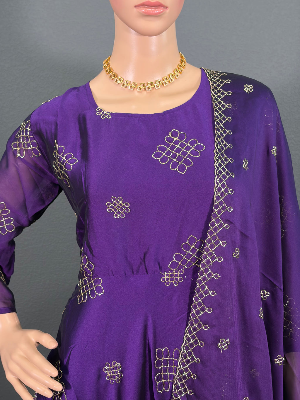 Purple Rangoli salwar - Anarkali gown for women(L up to XL)
