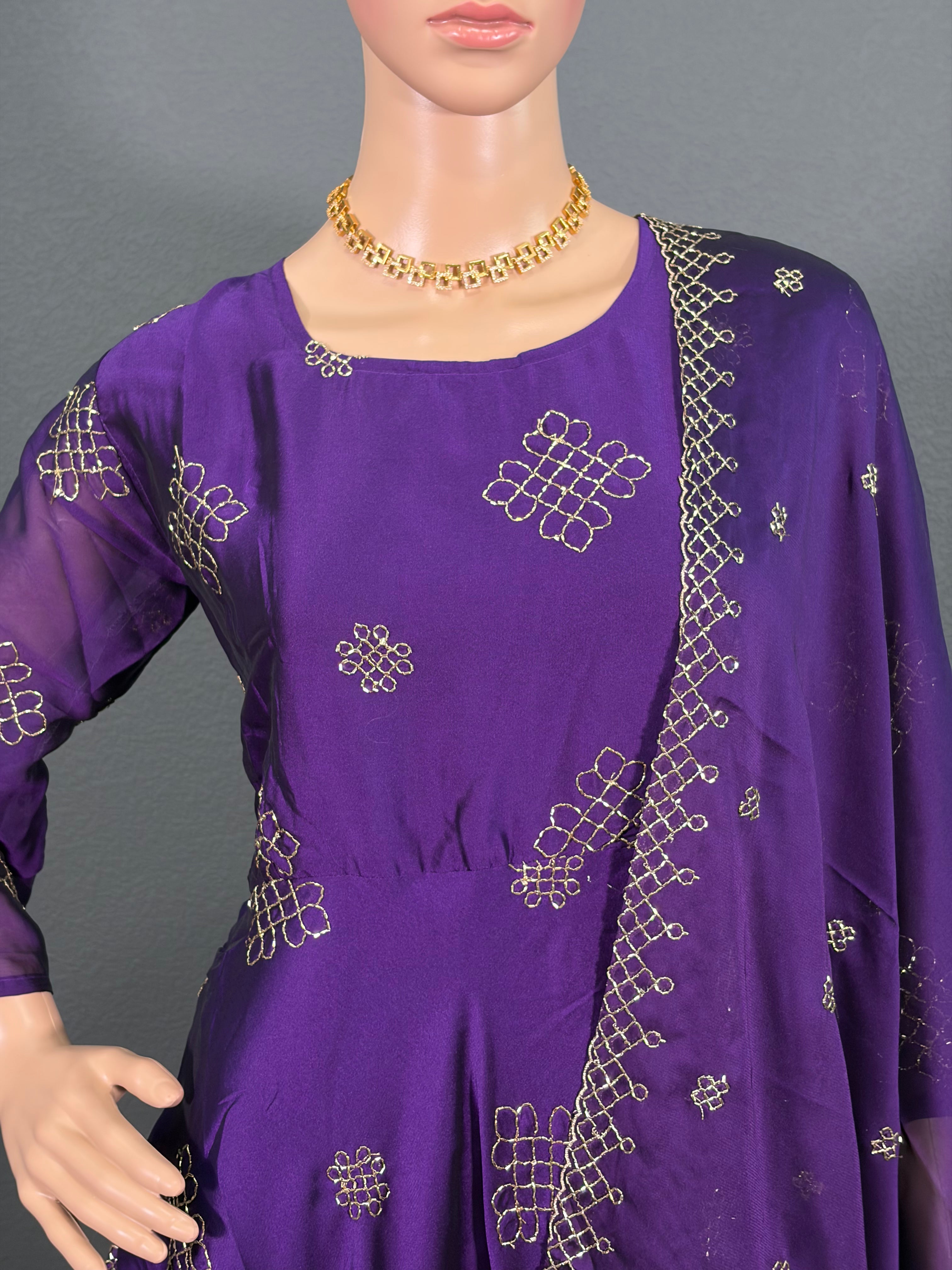 Purple Rangoli salwar - Anarkali gown for women(L up to XL)