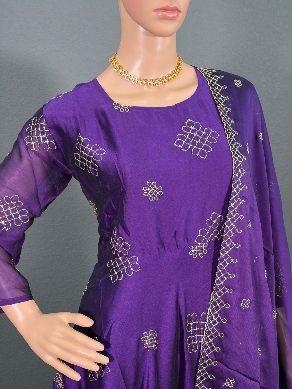 Purple Rangoli salwar - Anarkali gown for women(L up to XL)
