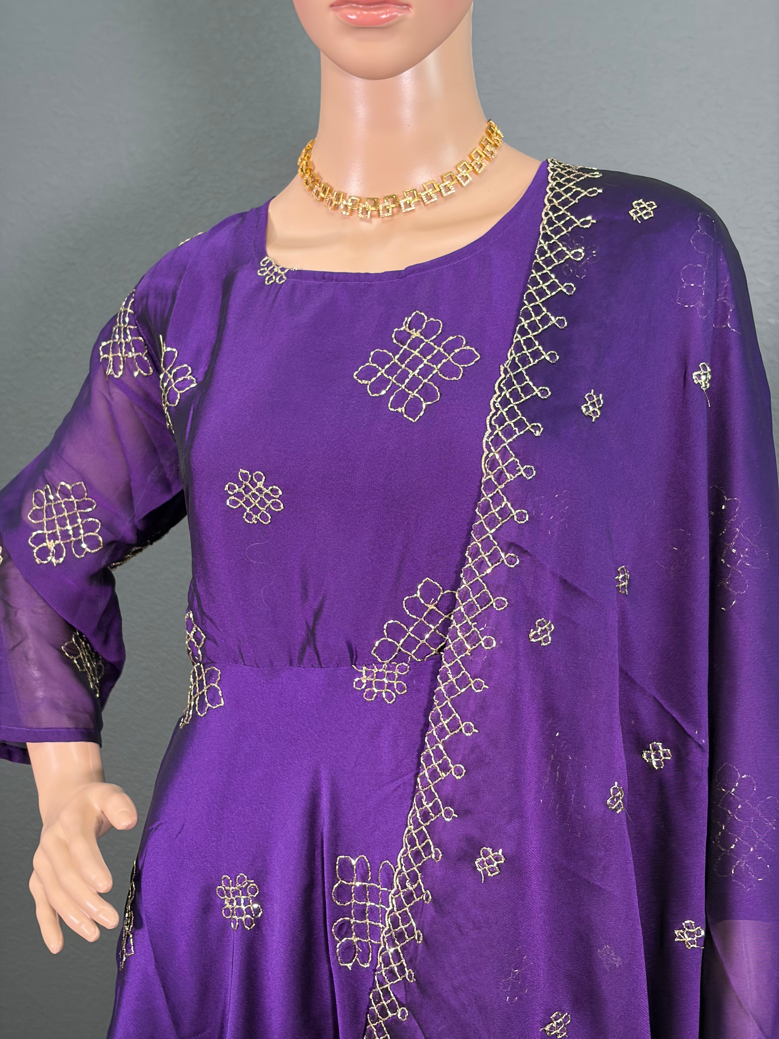 Purple Rangoli salwar - Anarkali gown for women(L up to XL)