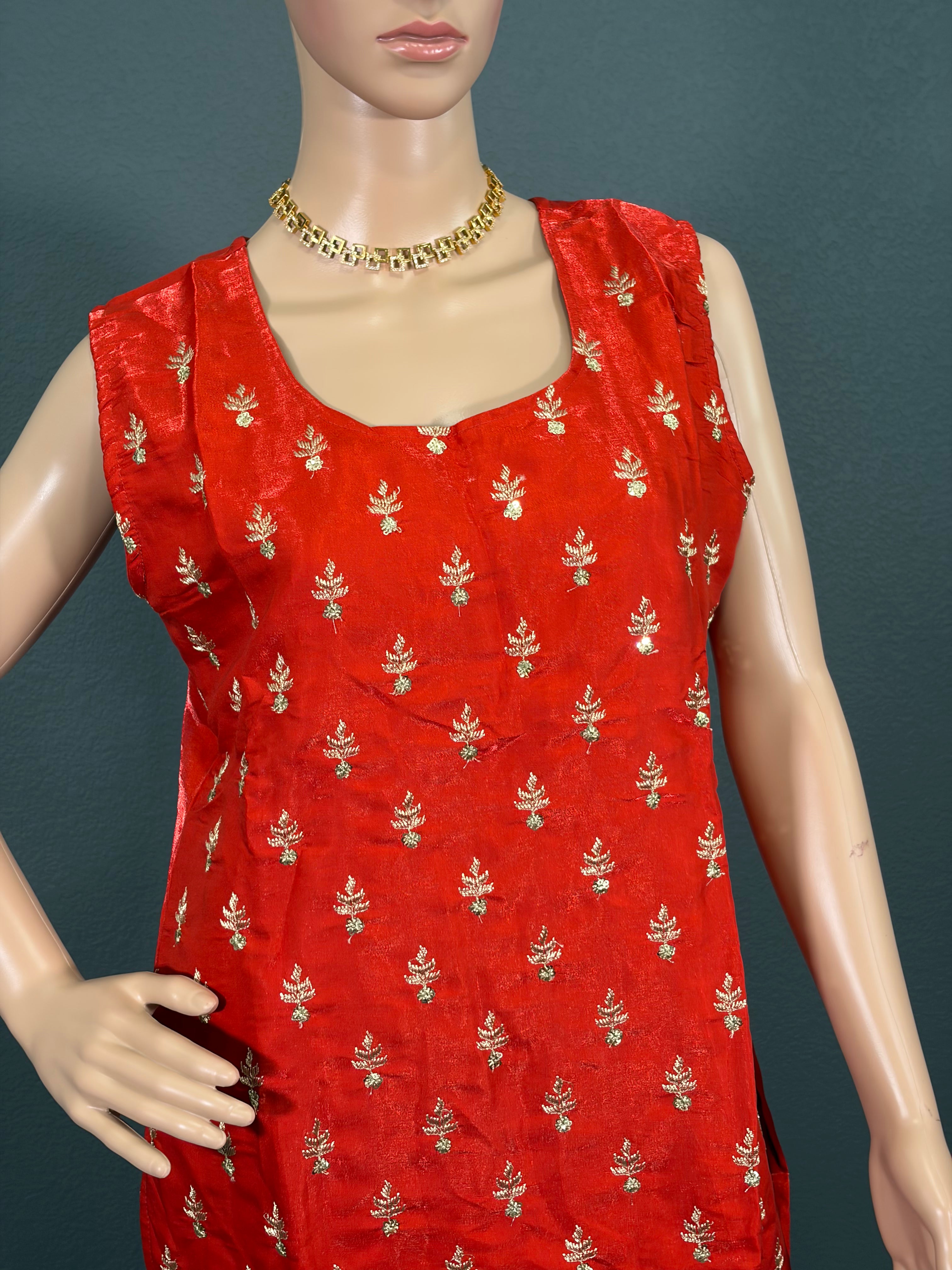 Orange Mittai - Sleeveless Salwar Kameez for women ( L up to XL)
