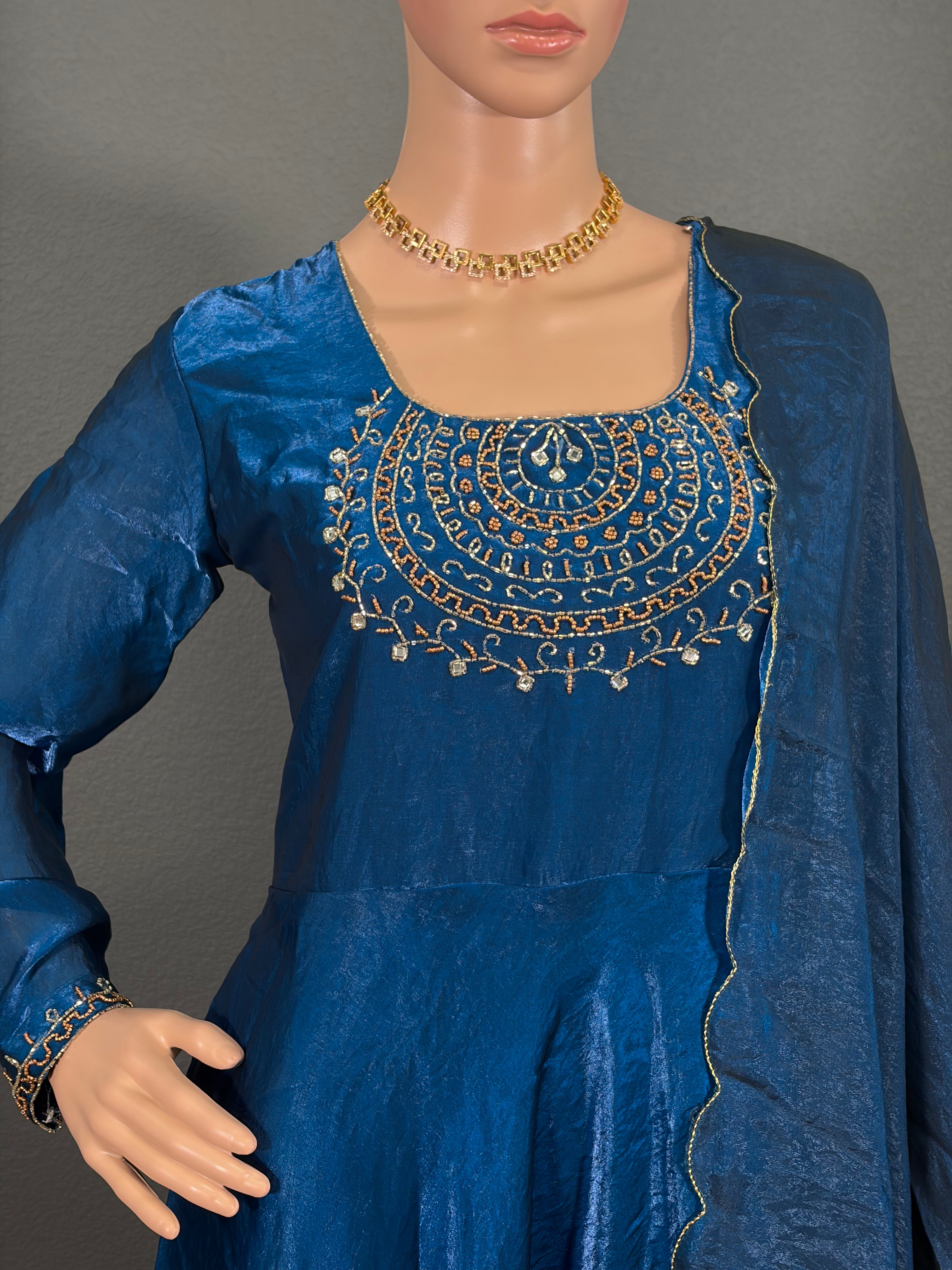 Neeraja - Teal Blue Anarkali Gown for women (M up to L)