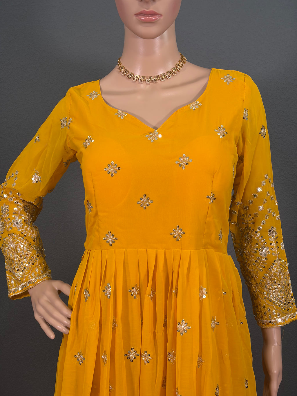 Sunshine - Yellow Anarkali Gown for Women (M up to L)