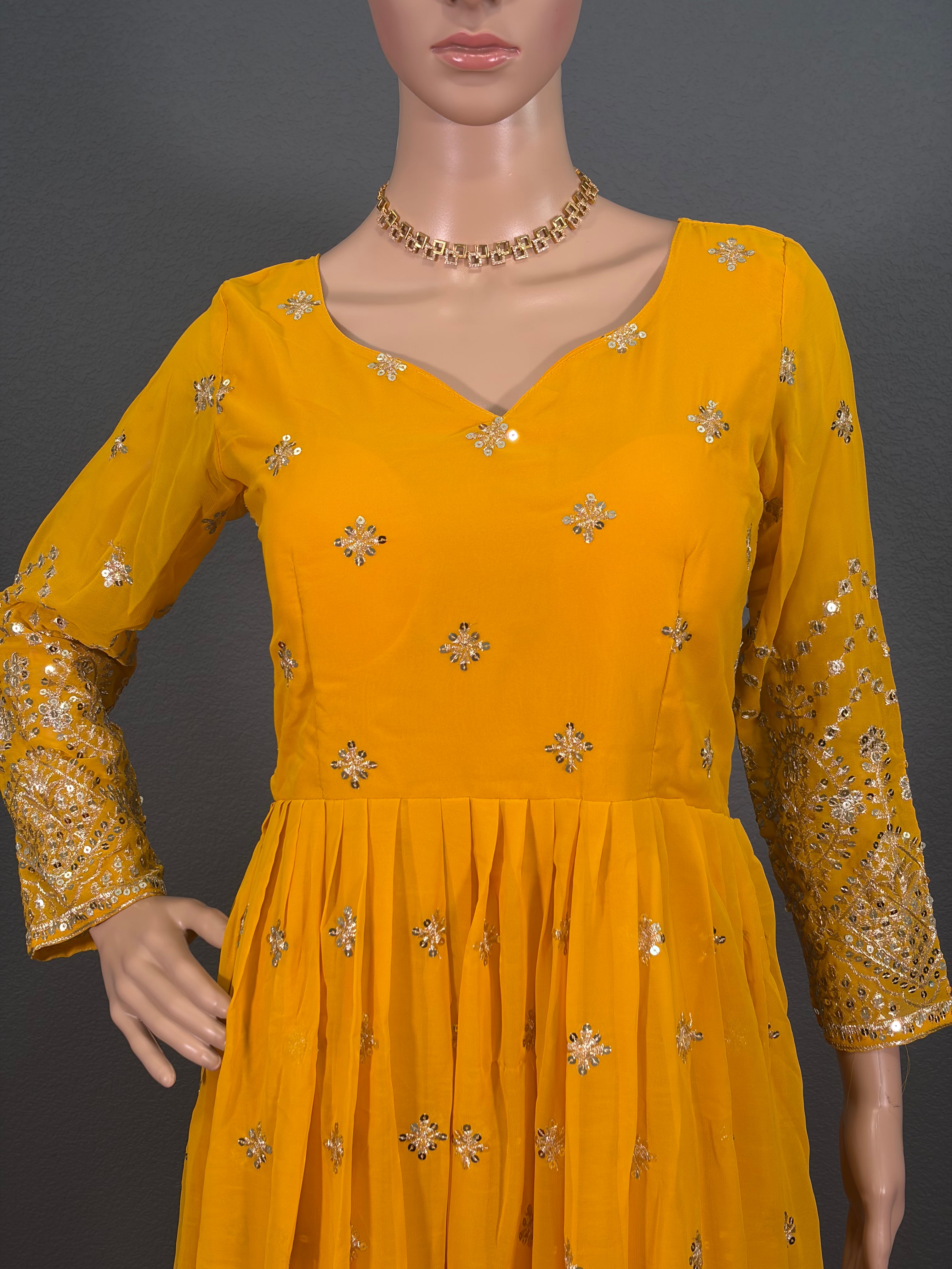 Sunshine - Yellow Anarkali Gown for Women (M up to L)