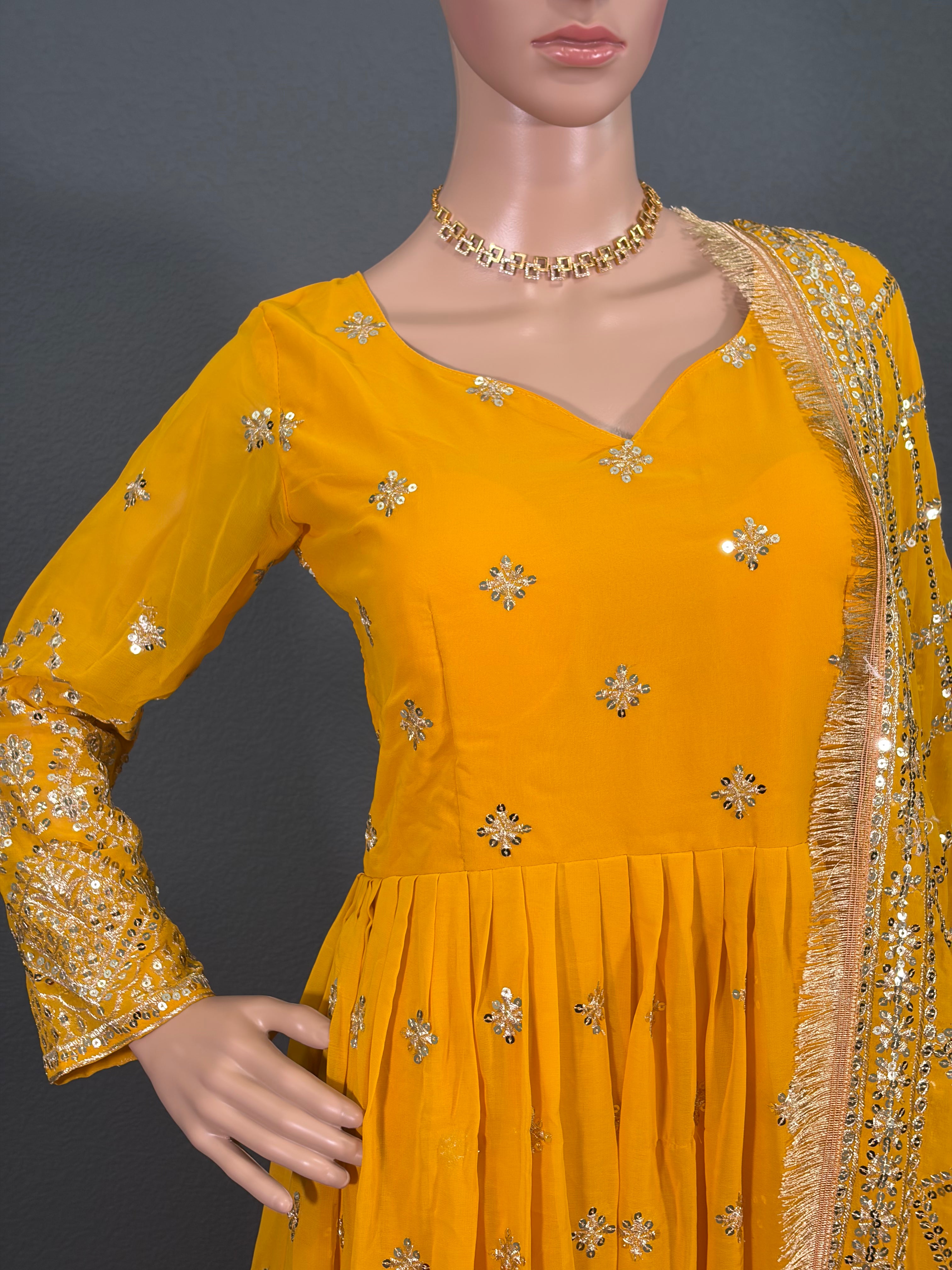 Sunshine - Yellow Anarkali Gown for Women (M up to L)
