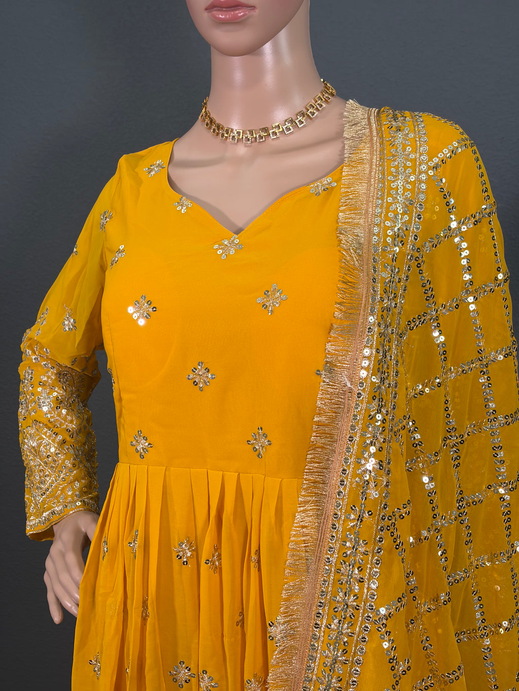 Sunshine - Yellow Anarkali Gown for Women (M up to L)