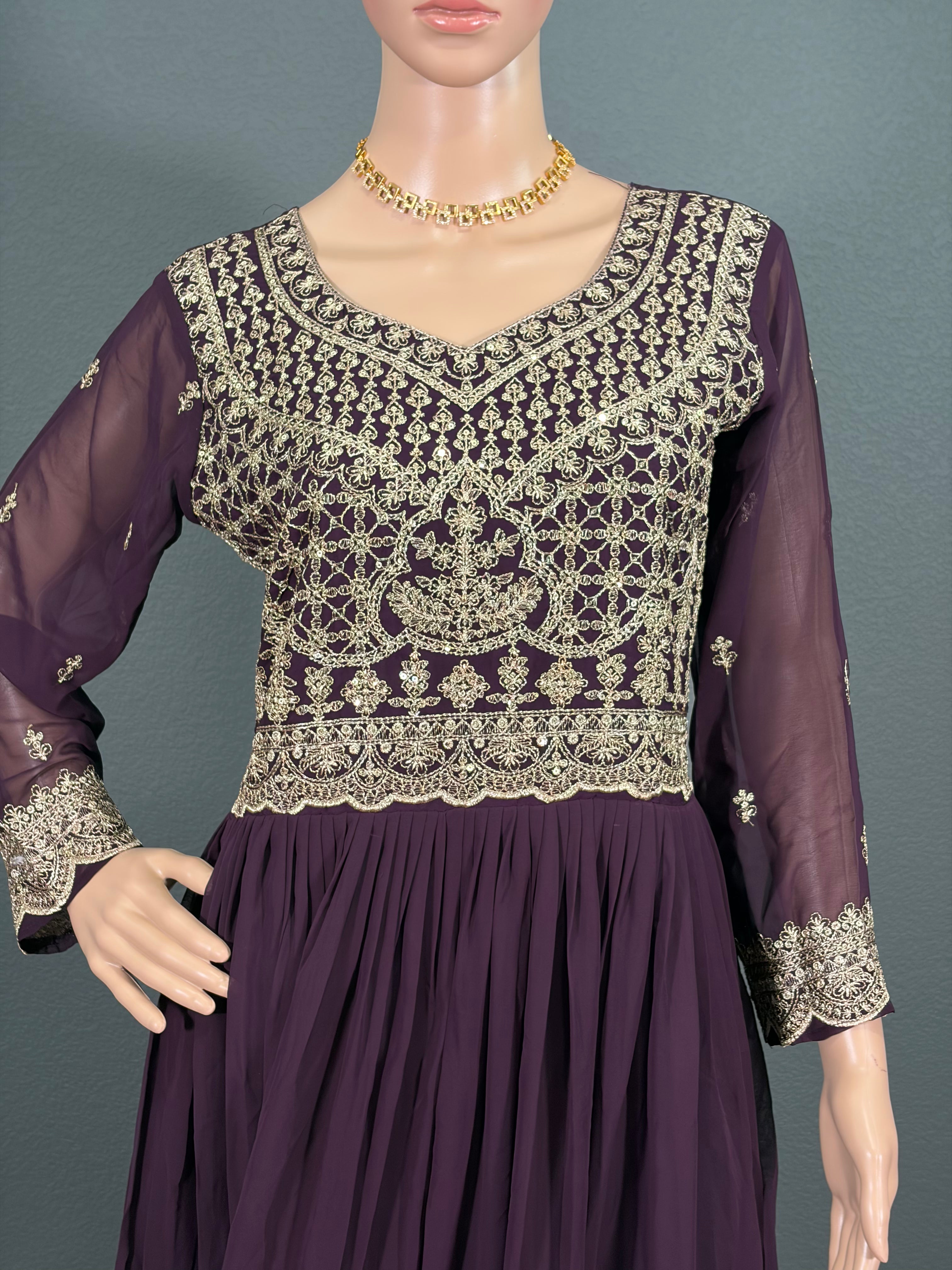 Aadhira - Purple Anarkali Gown for women,(M up to  L)(L up to XL)