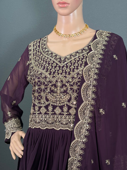 Aadhira - Purple Anarkali Gown for women,(M up to  L)(L up to XL)