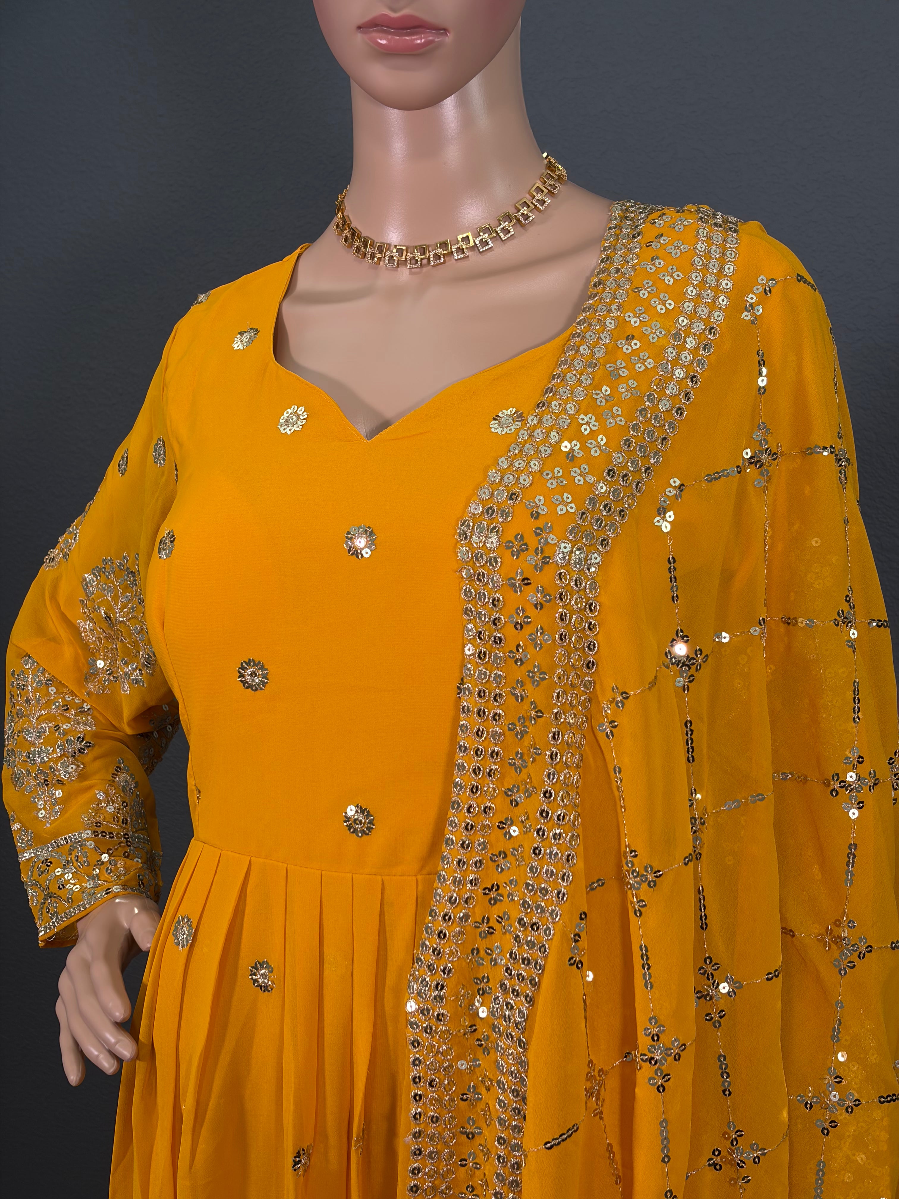 Sunflower - Yellow Anarkali Gown for women (L up to XL)
