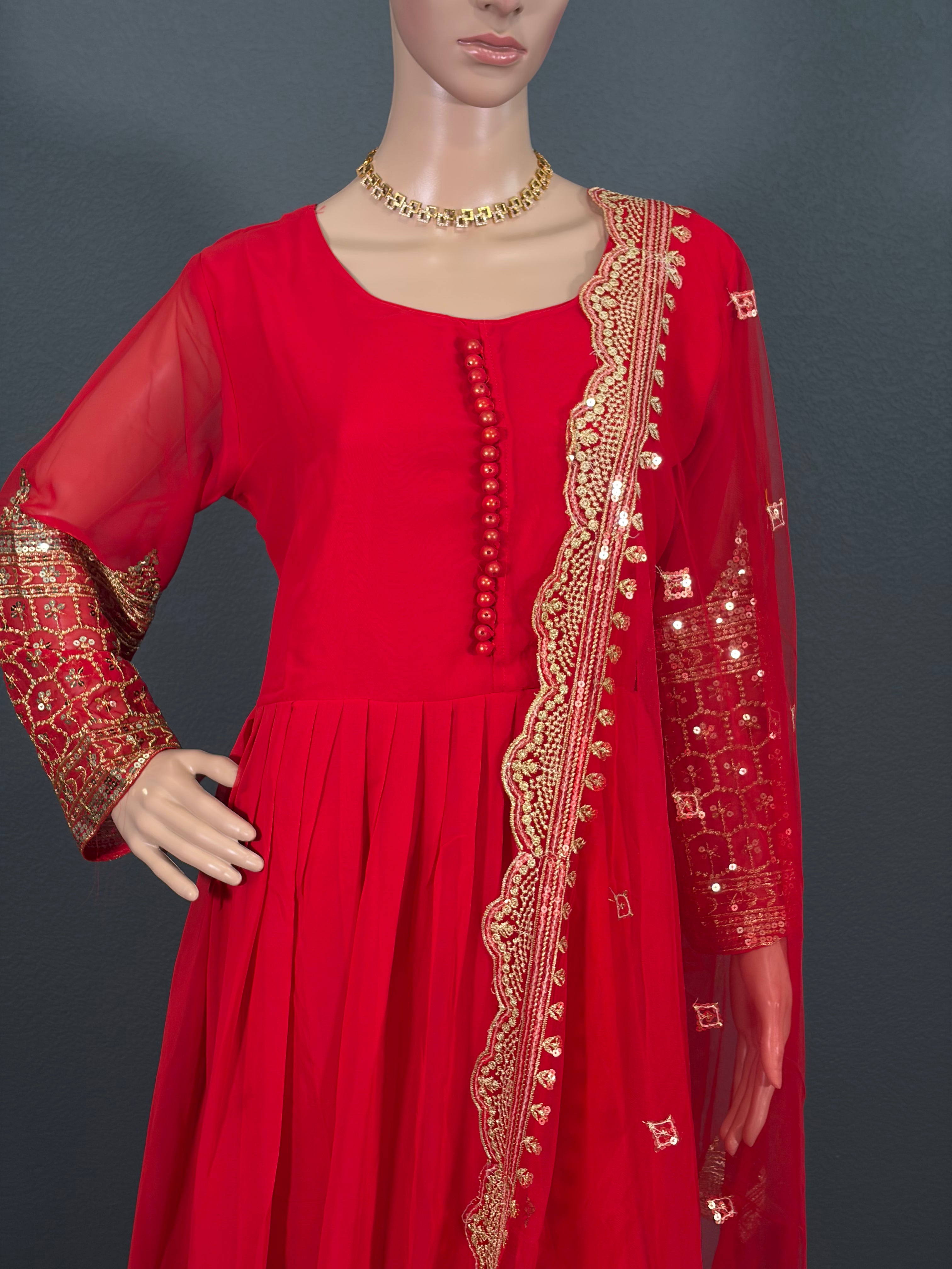 Red Velvet - Designer anarkali Gown for women ( L up to XL)