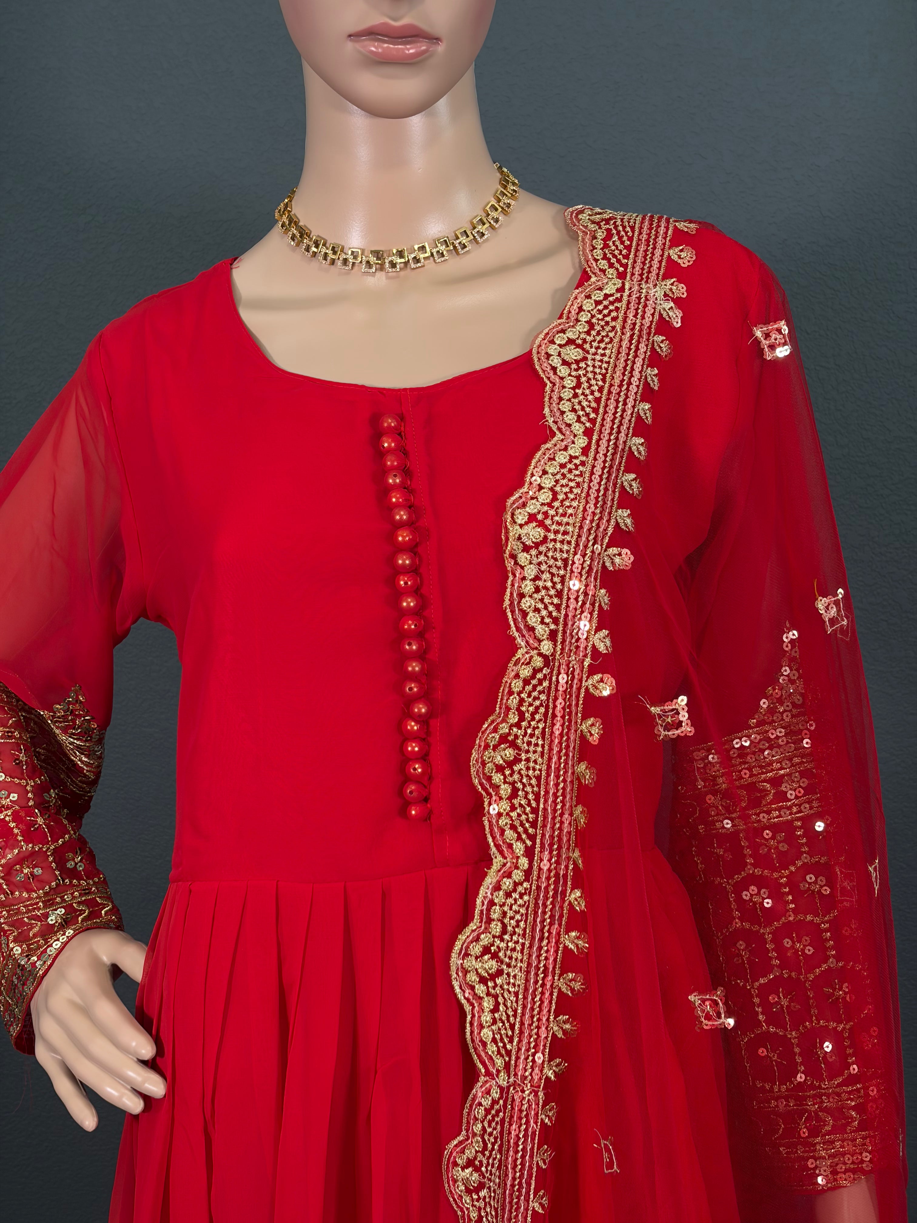 Red Velvet - Designer anarkali Gown for women ( L up to XL)