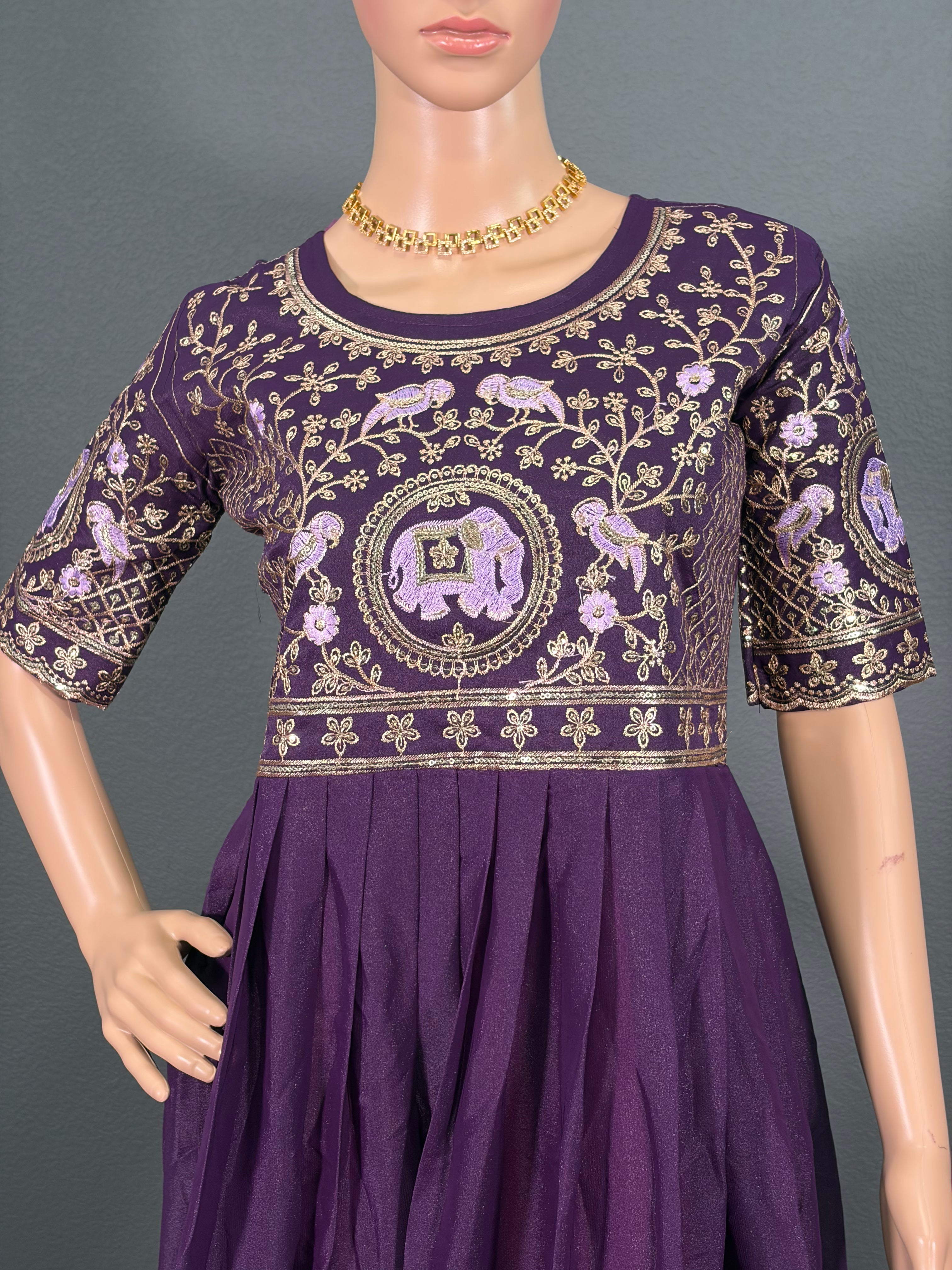Violet Varnika - Purple Anarkali Gown with shawl for women (M up to L)