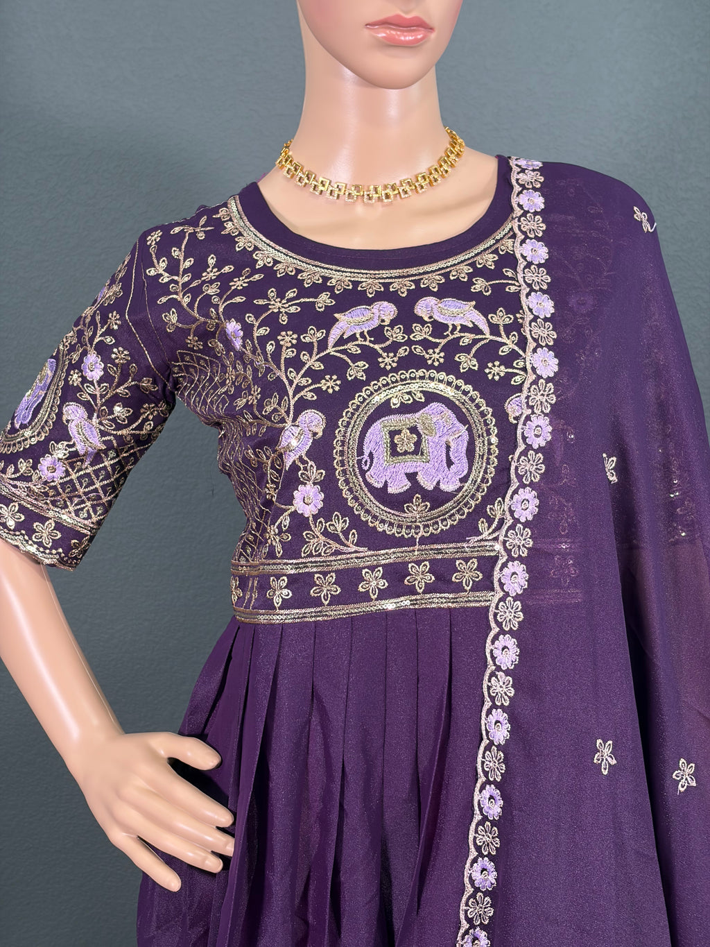 Violet Varnika - Purple Anarkali Gown with shawl for women (M up to L)