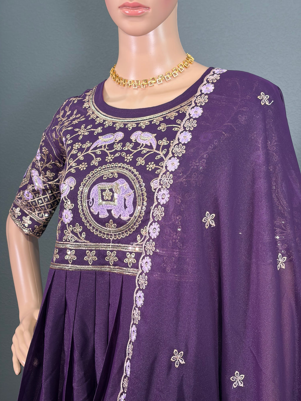 Violet Varnika - Purple Anarkali Gown with shawl for women (M up to L)