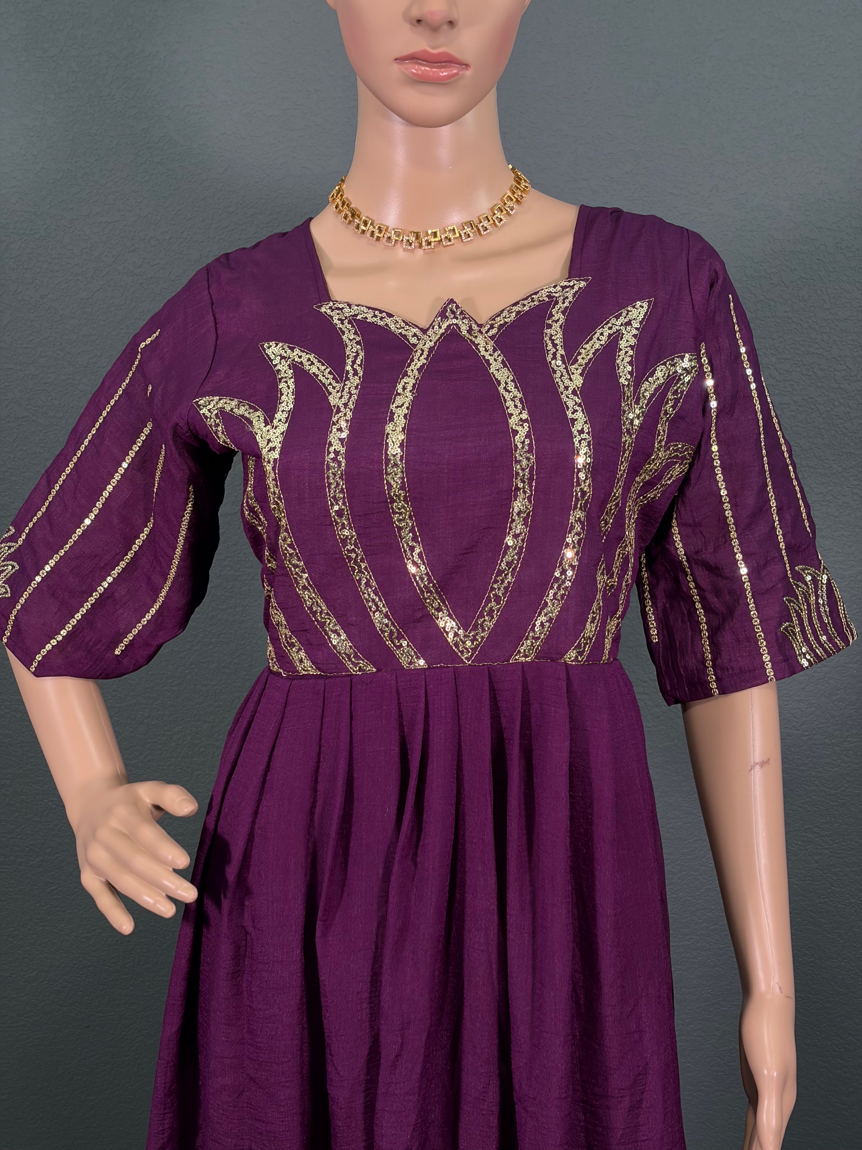 Lilac Lotus - Cotton Anarkali Gown with shawl for women (M up to L)