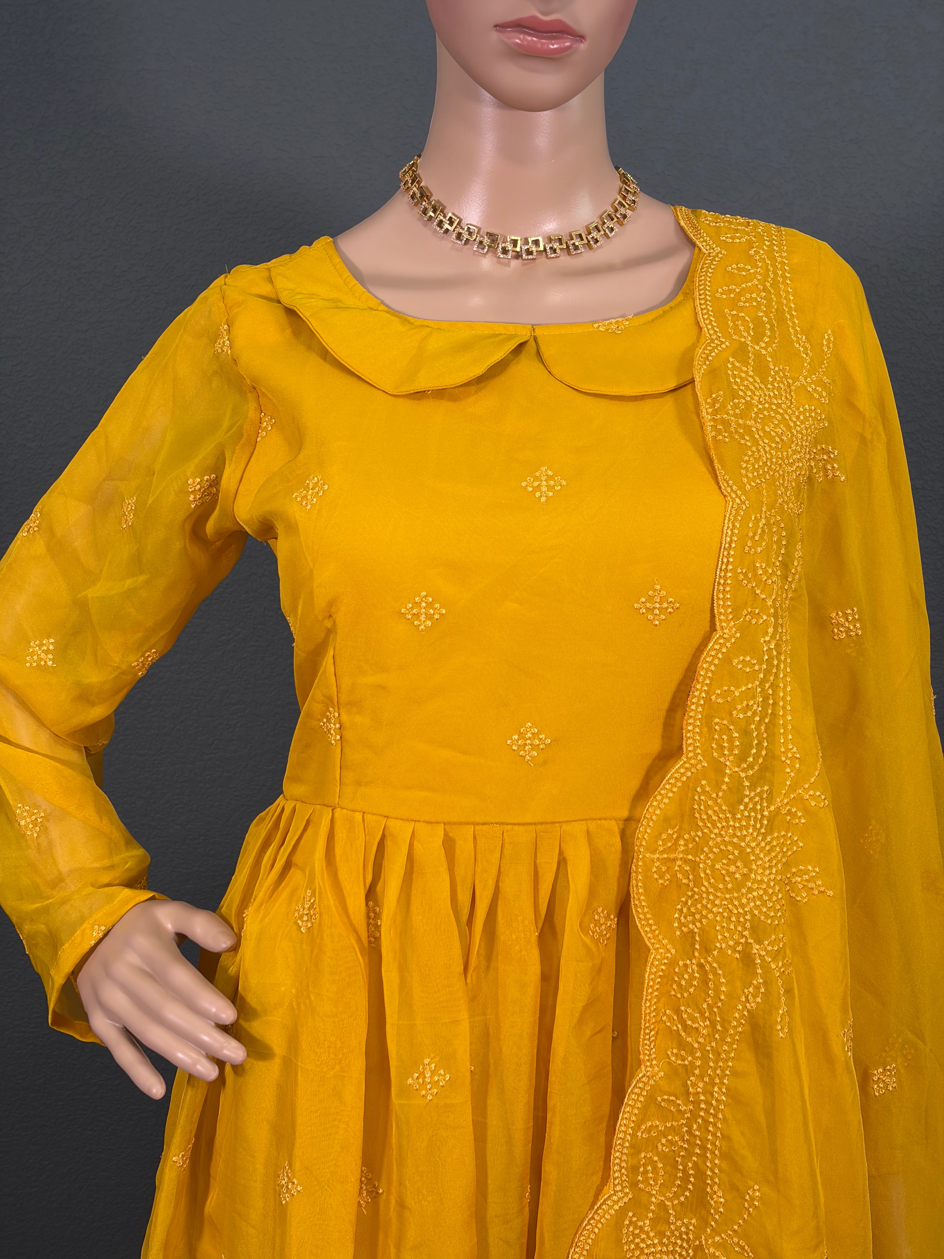 Haldi Queen - Yellow Long Sleeve Salwar Kameez for women (M up to L)