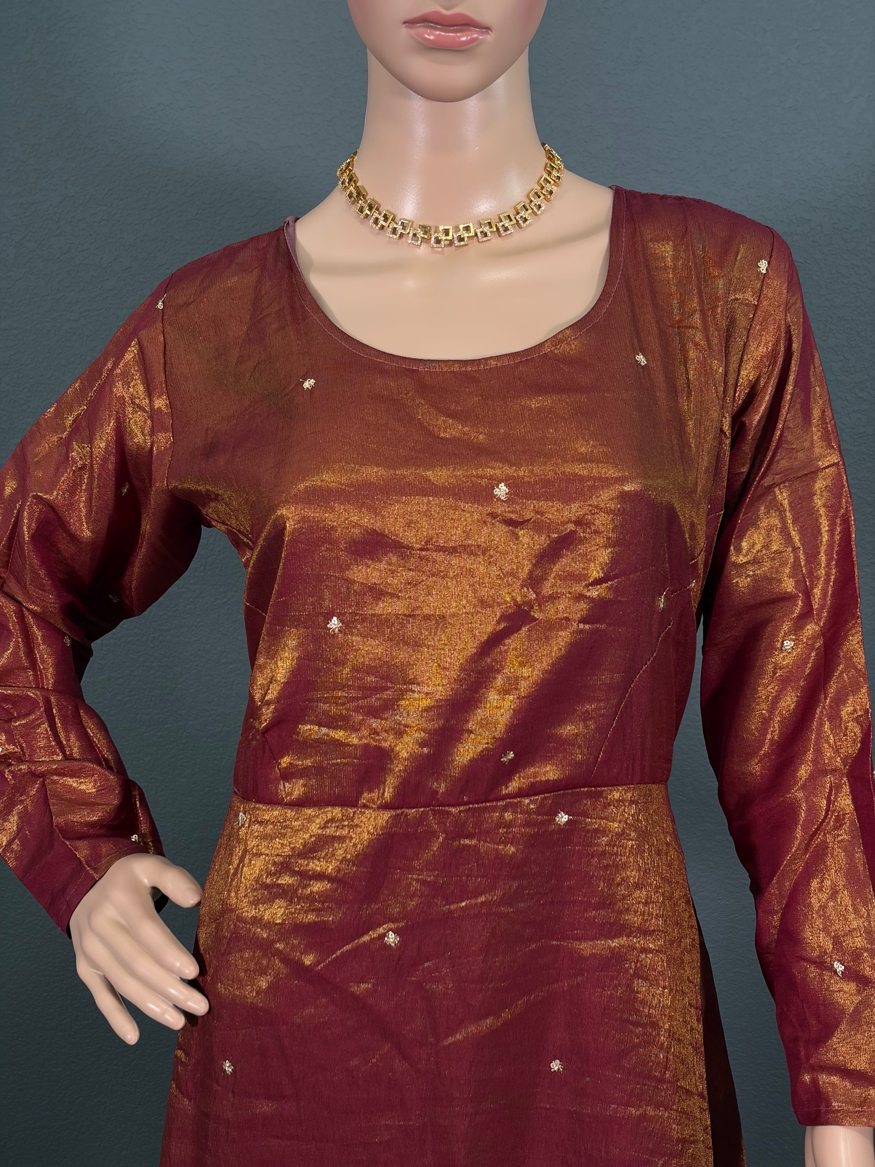 Golden Sparrow - Tissue silk long gown with shawl for women ( L up to XL)
