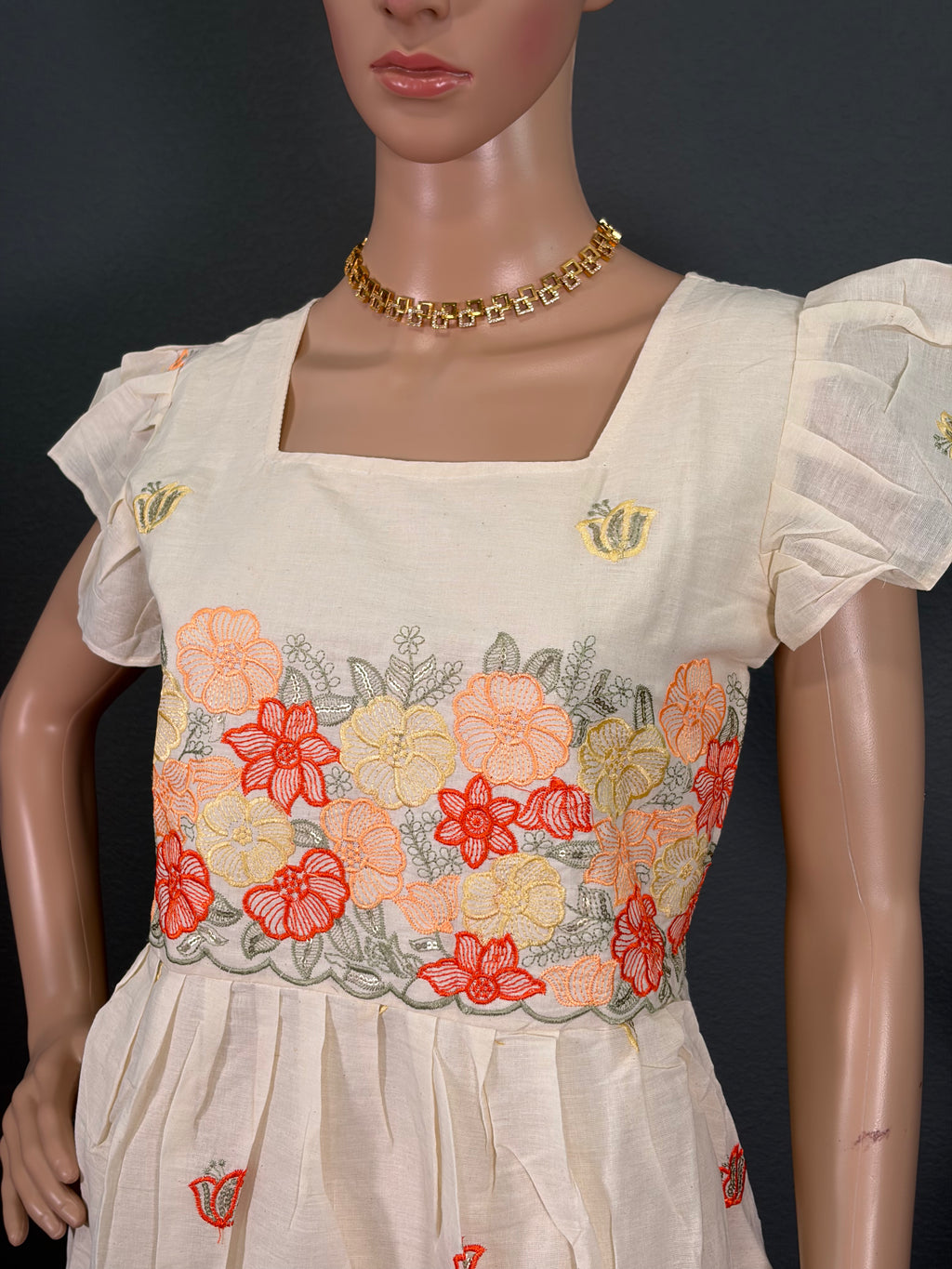 Cotton Candy - Beige Cotton Maxi Dress for women,(M up to L)
