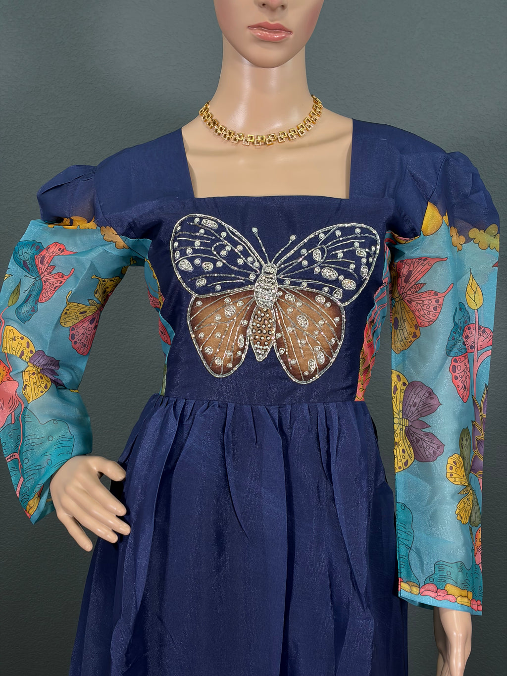 Blue Butterfly - Butterfly Maxi Dress for women (L up to XL)