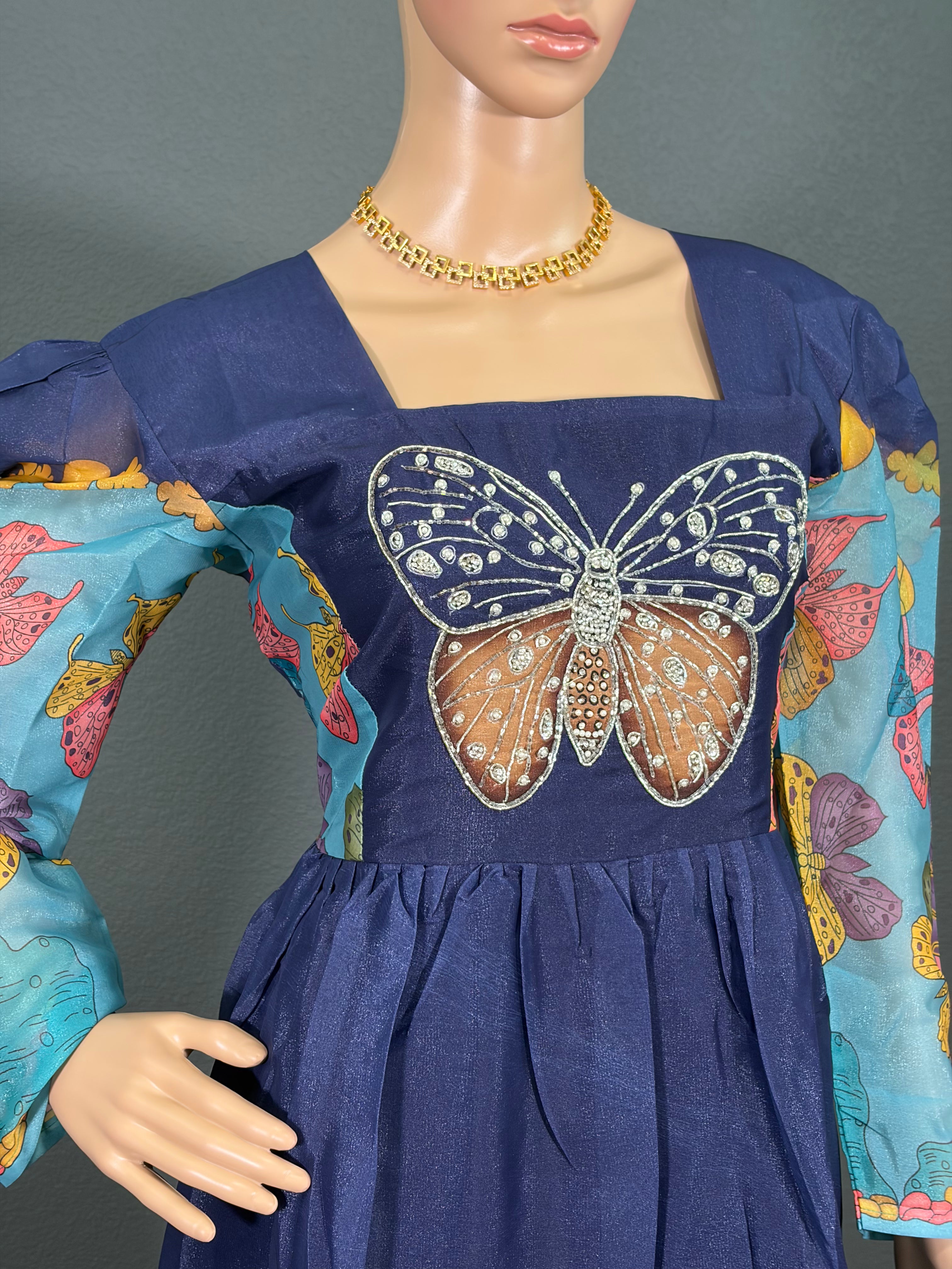 Blue Butterfly - Butterfly Maxi Dress for women (L up to XL)