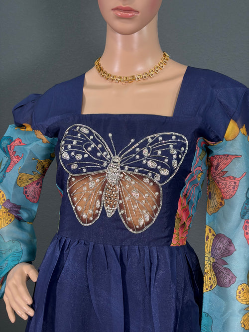 Blue Butterfly - Butterfly Maxi Dress for women (L up to XL)