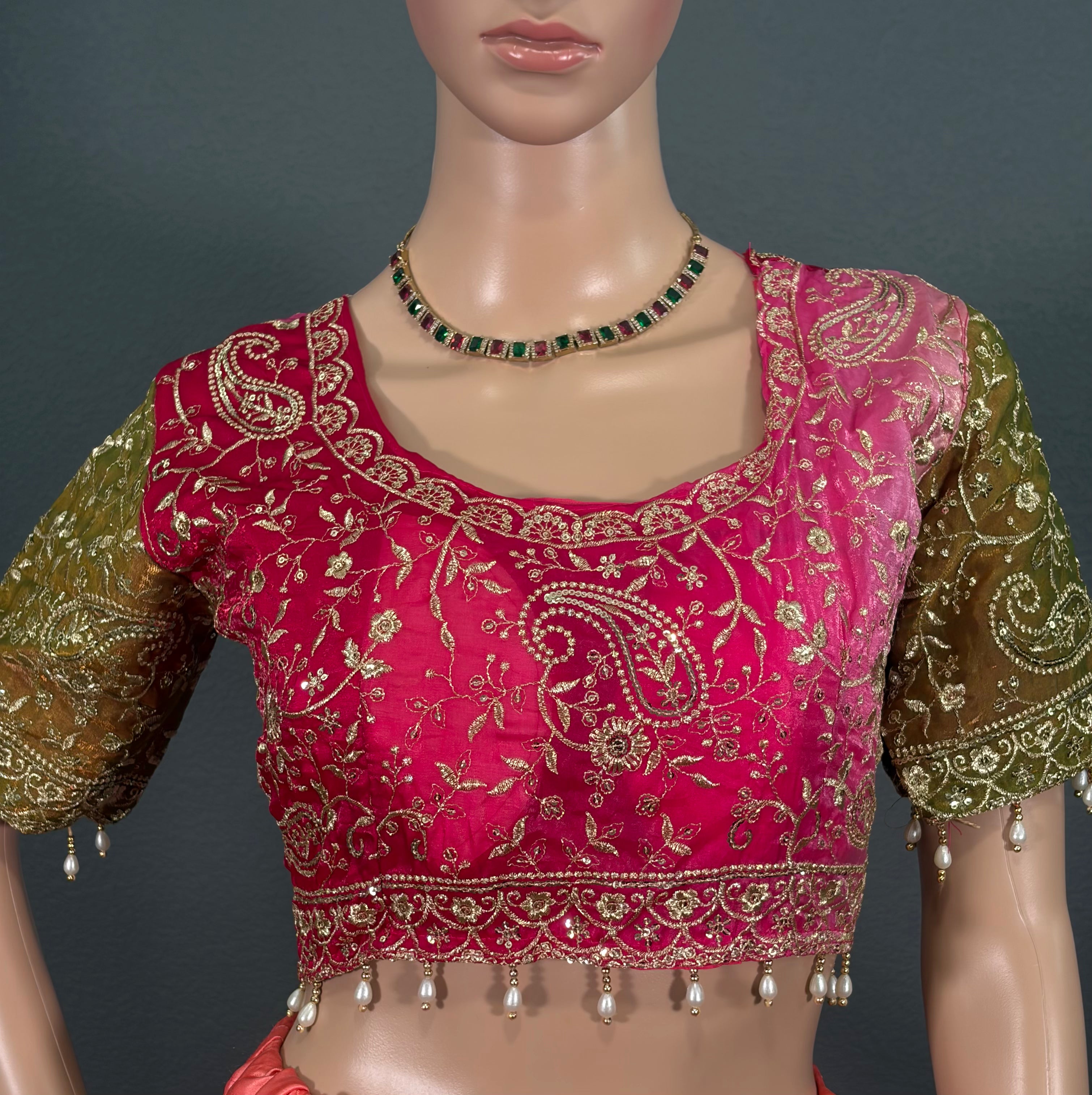 Madhura Mayil - Dual Shaded Shimmer Tissue Saree with blouse