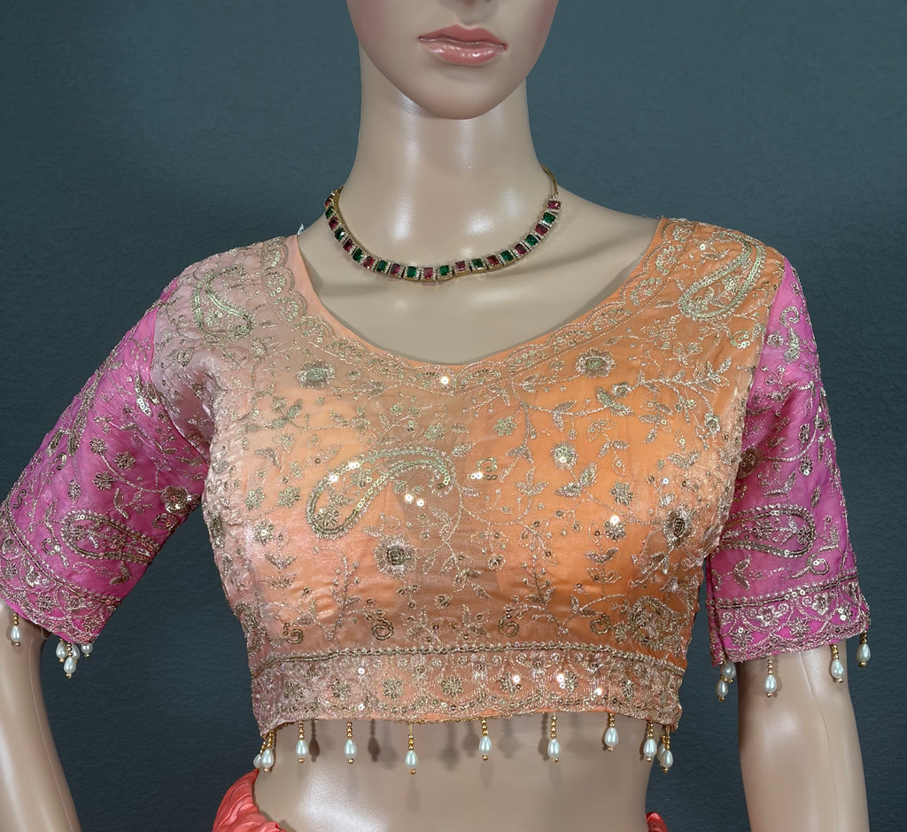 Pink Pearl - Soft Shimmer Tissue Silk Saree with Blouse (34" - 42")