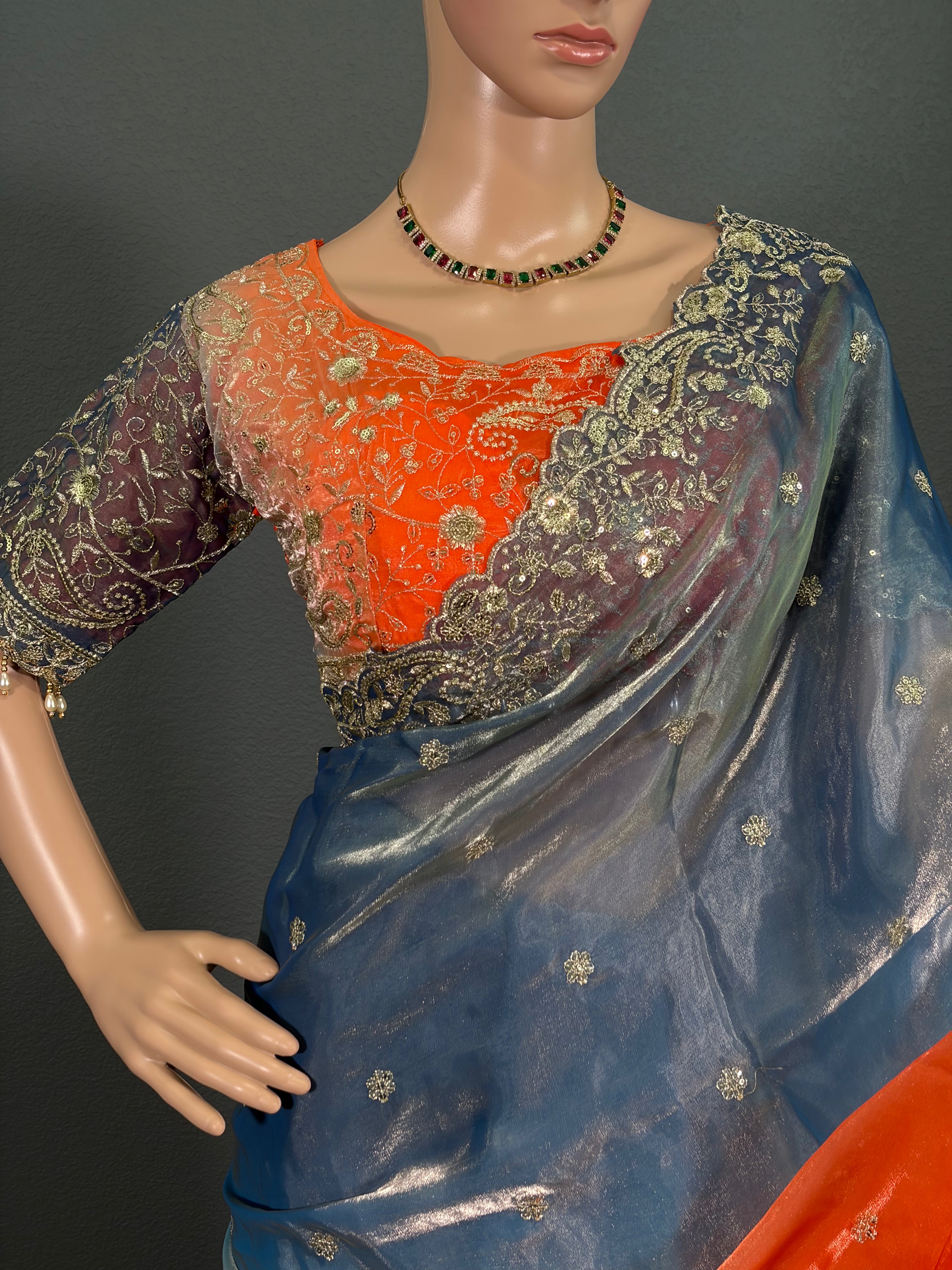 Saagarika - Soft Shimmer Tissue Silk Saree with blouse (34" - 44")