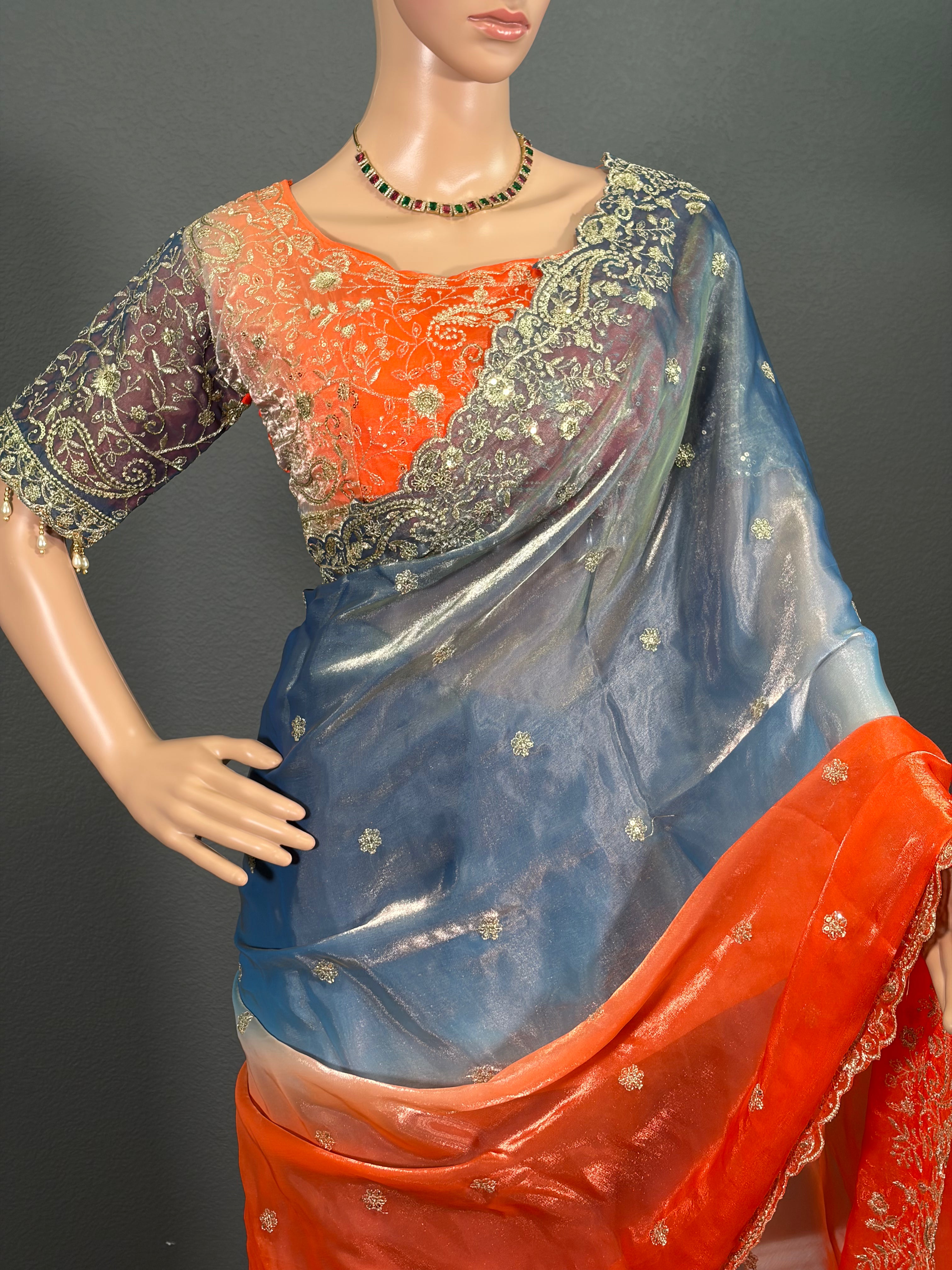 Saagarika - Soft Shimmer Tissue Silk Saree with blouse (34" - 44")