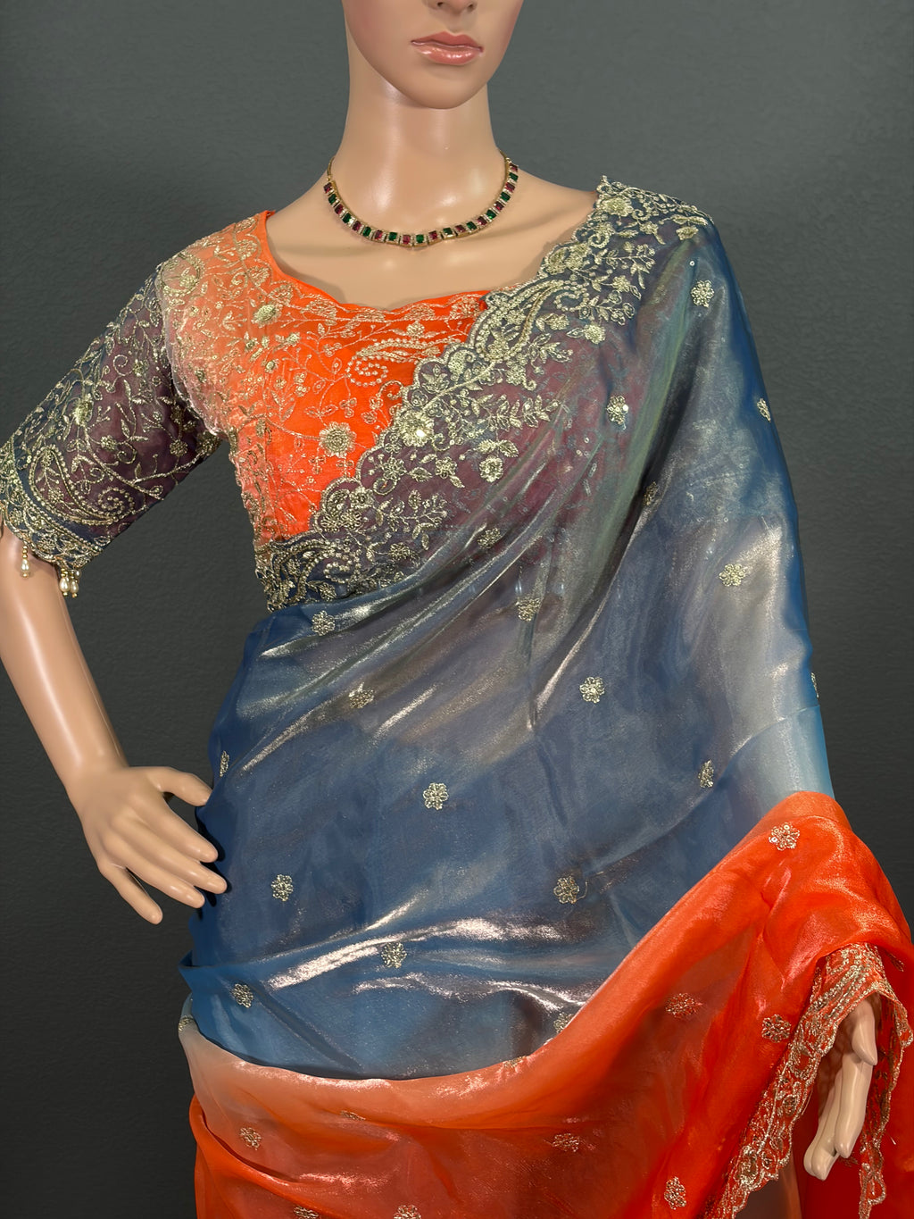 Saagarika - Soft Shimmer Tissue Silk Saree with blouse (34" - 44")