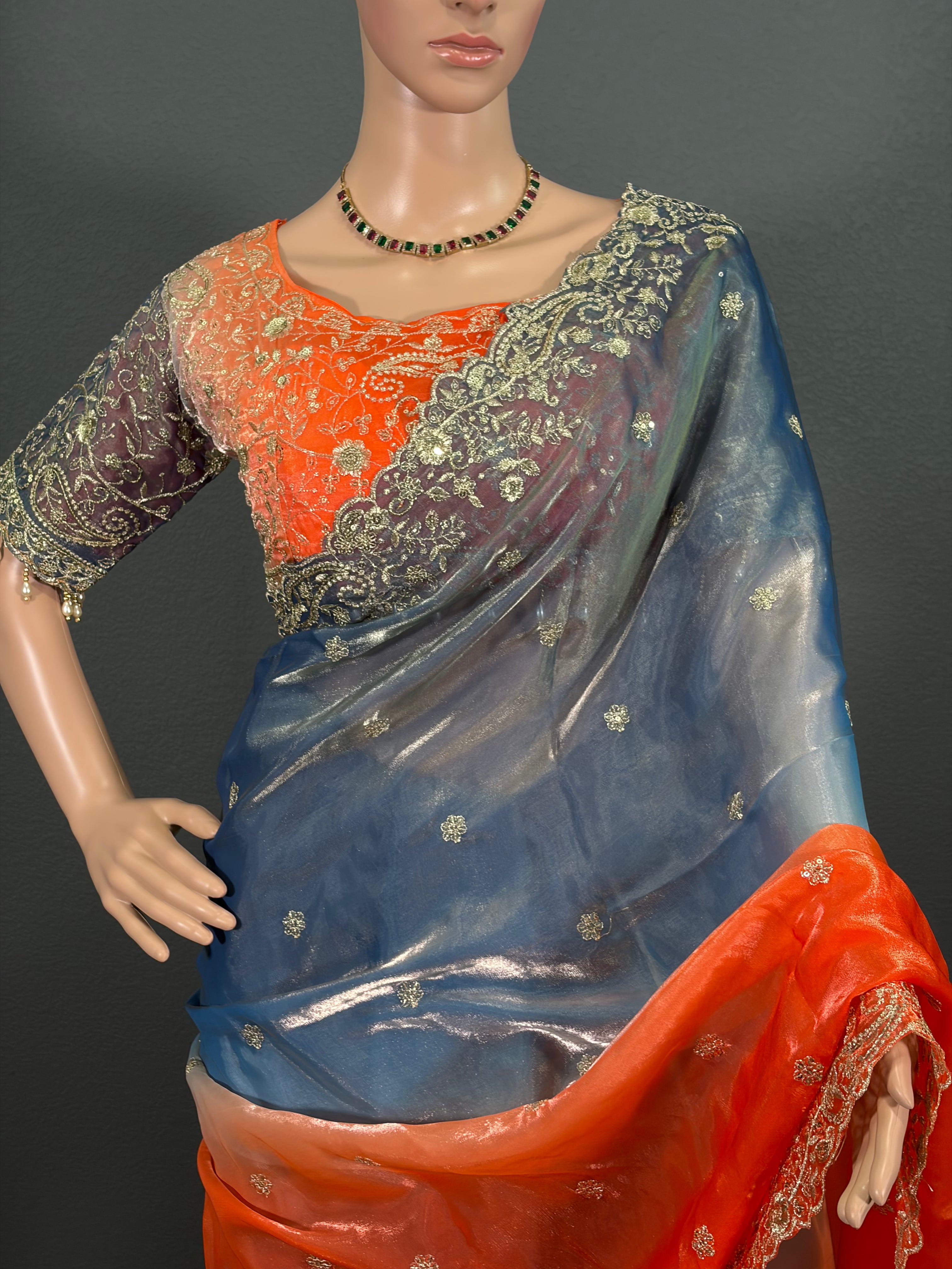 Saagarika - Soft Shimmer Tissue Silk Saree with blouse (34" - 44")