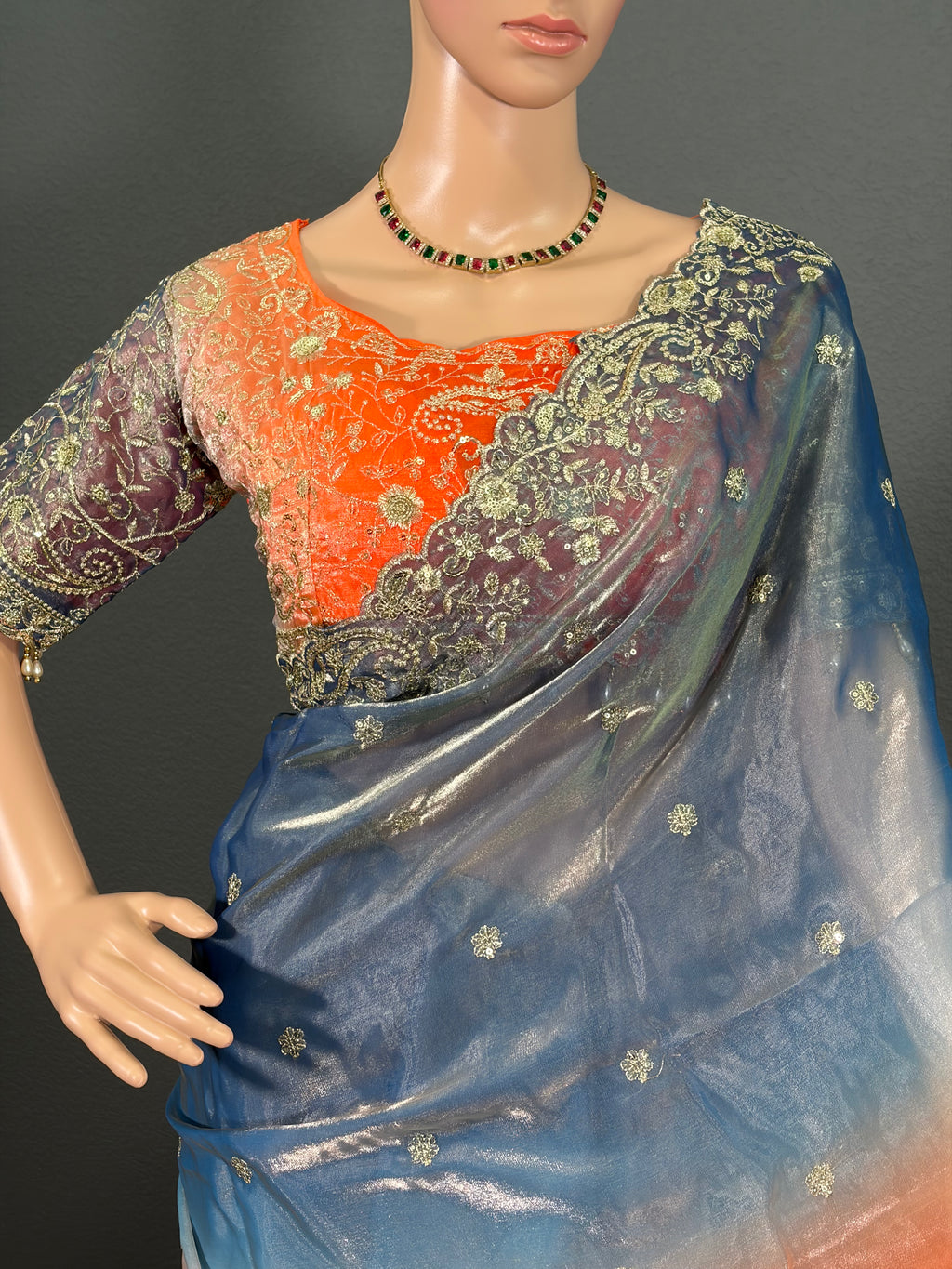 Saagarika - Soft Shimmer Tissue Silk Saree with blouse (34" - 44")