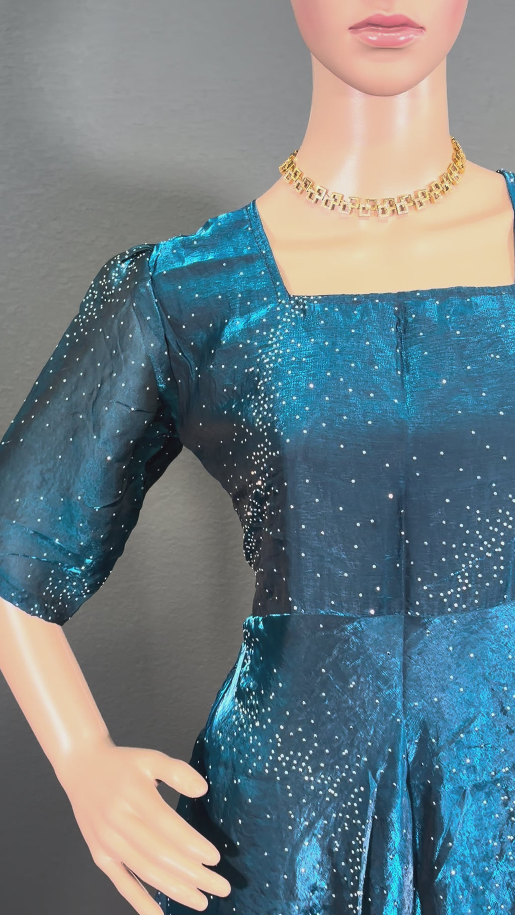 Mystic Teal Shimmer - Long Gown for women (M up to L)