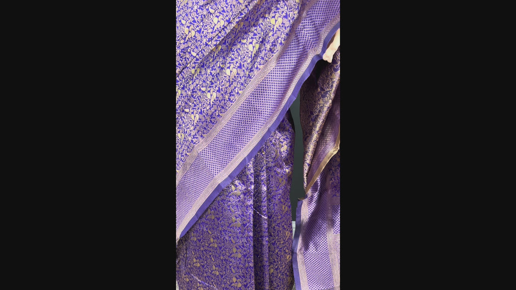 Ocean Crown - Blue Banarasi Saree