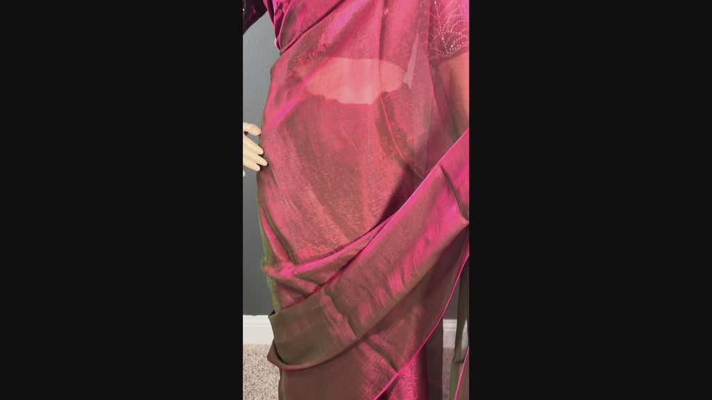 Pearl Queen in Maroon - Plain space silk saree with blouse