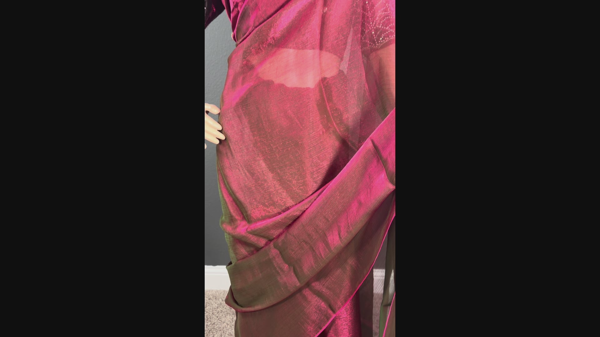 Pearl Queen in Maroon - Plain space silk saree with blouse