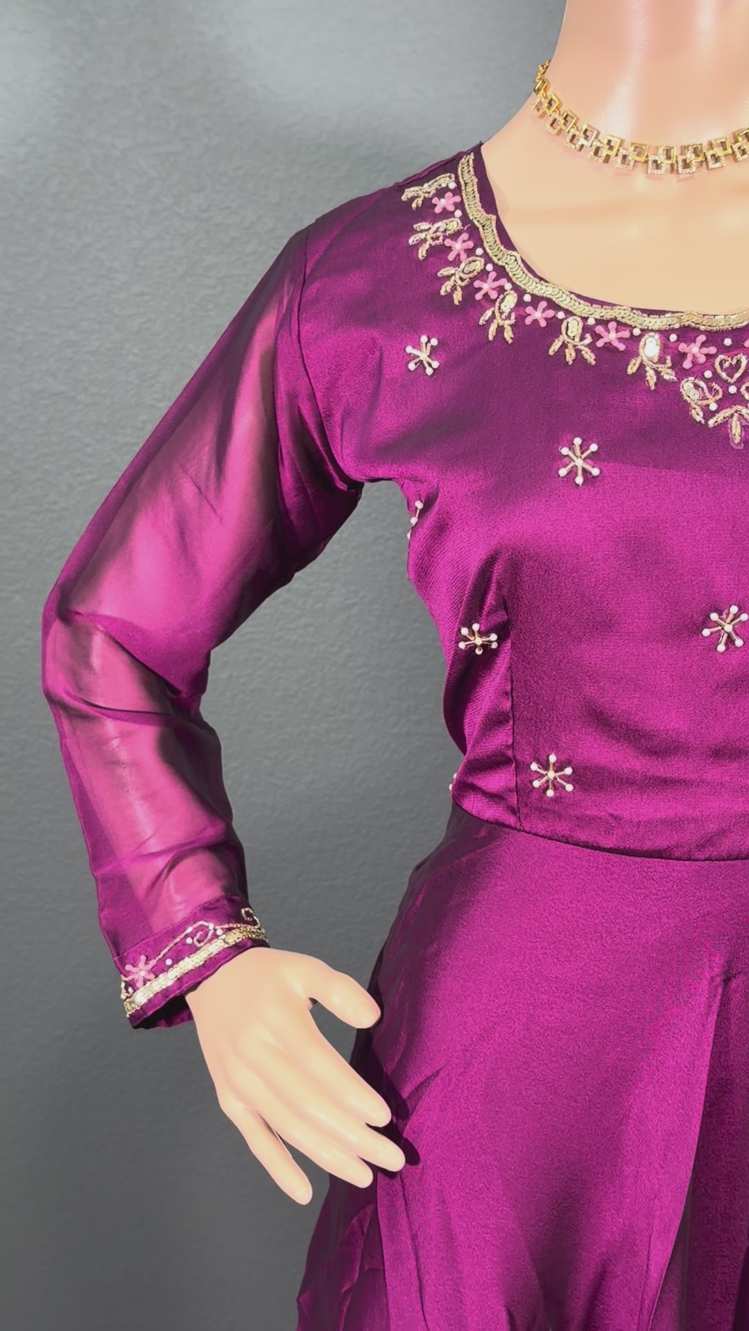 Magenta Moonlight - Long Gown with Dhuppatta (M up to L)