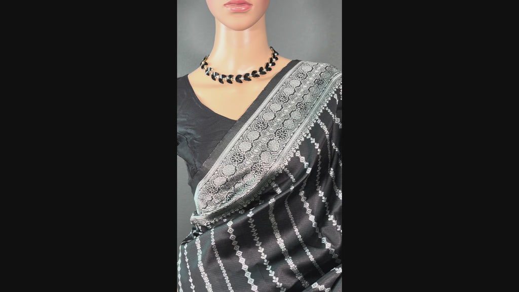Black Magic Wave - Black Banarasi Saree