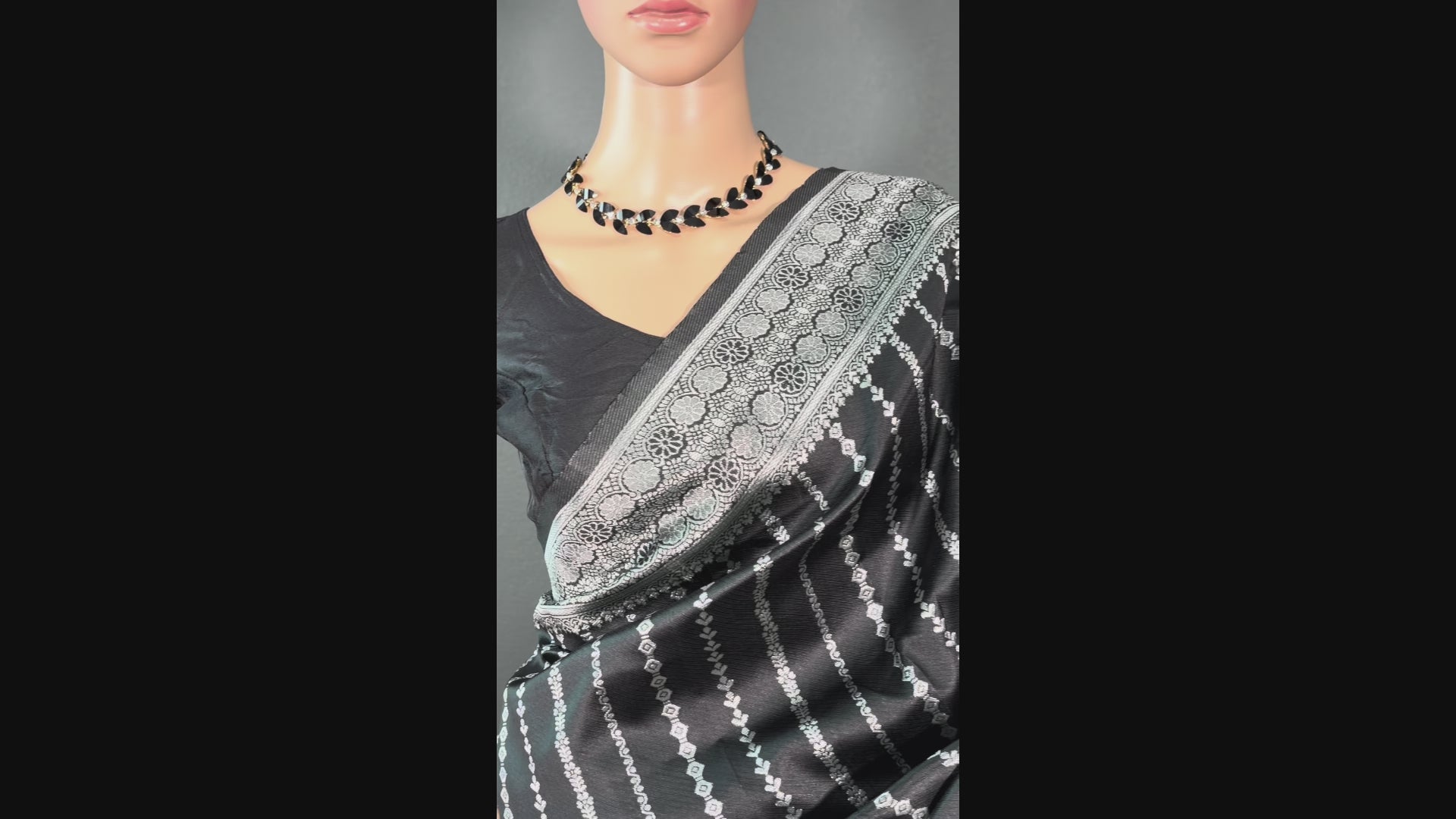Black Magic Wave - Black Banarasi Saree