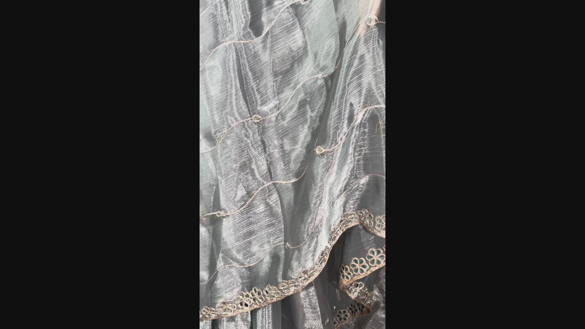 Starlight Silver - Grey Mirror work saree
