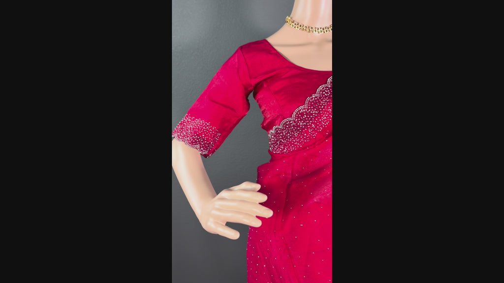 Red Velvet Radiance - Stone Space silk saree