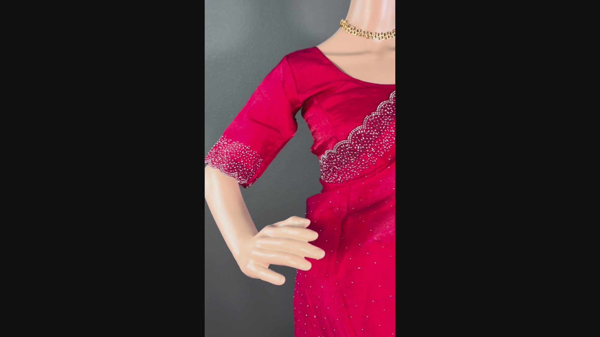 Red Velvet Radiance - Stone Space silk saree