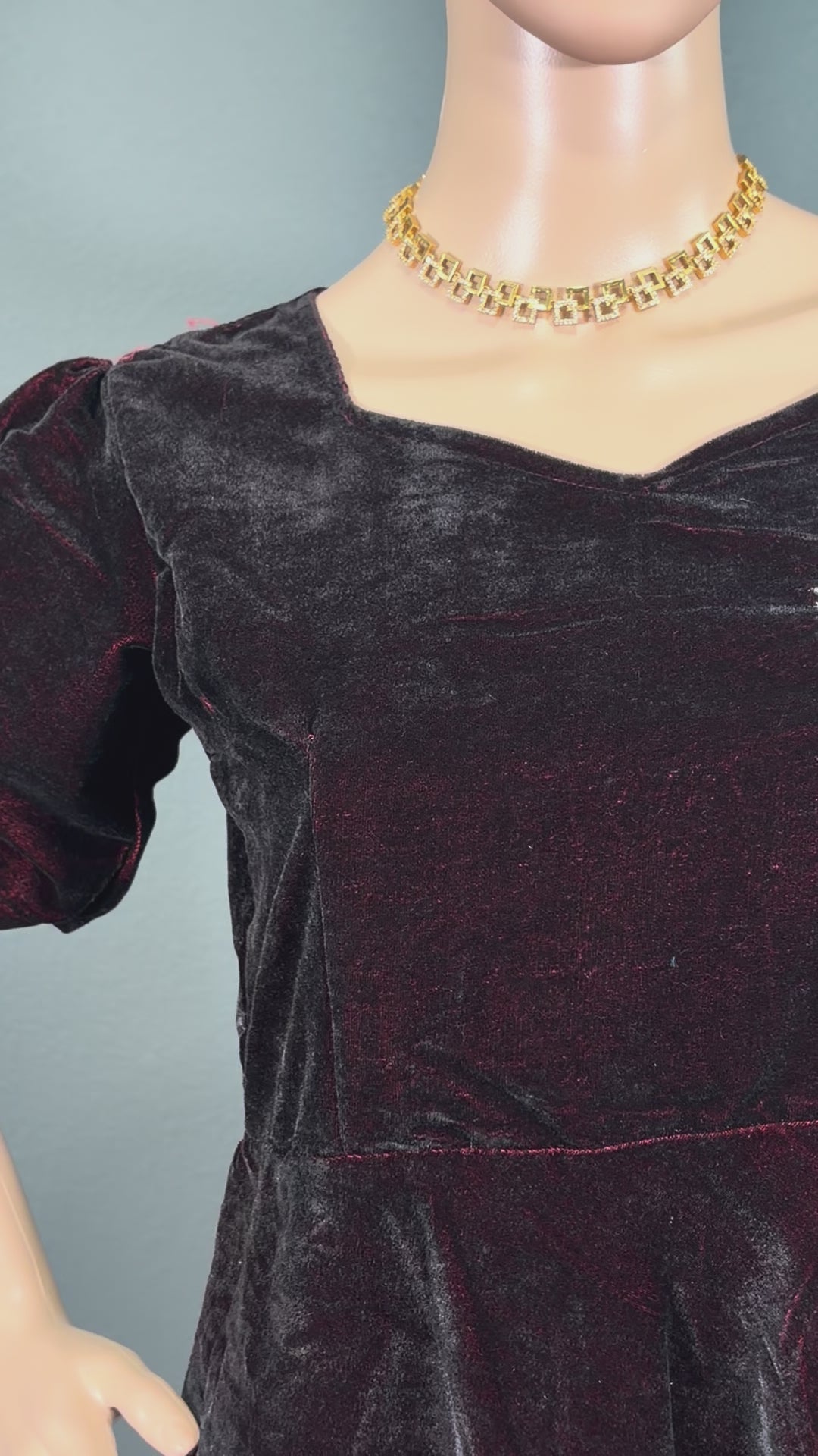 Velvet Reindeer - Maroon Velvet Maxi Dress for women,(M up to L)