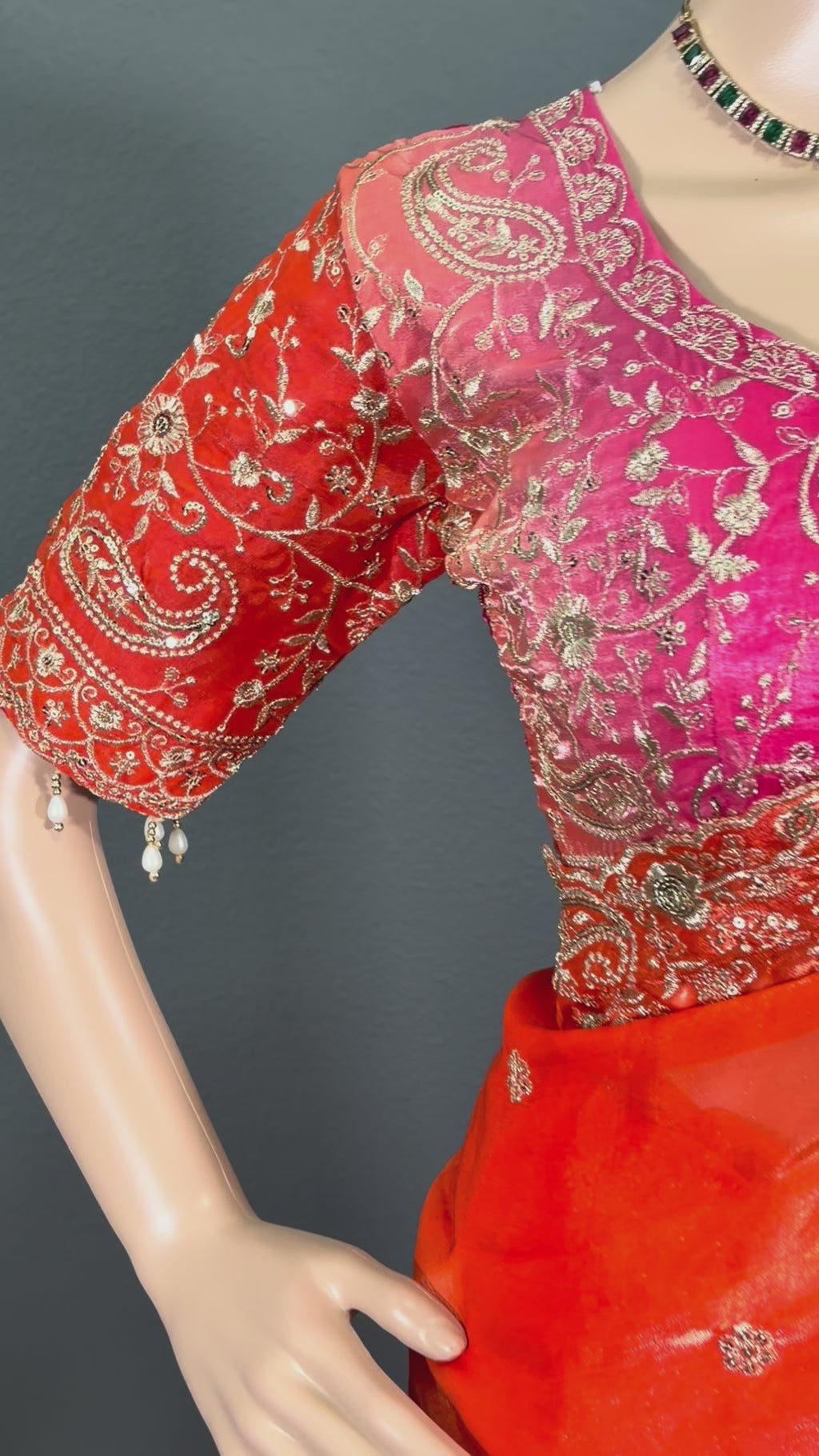 Coral Queen - Soft Shimmer Tissue Silk Saree with Blouse (34" - 44")