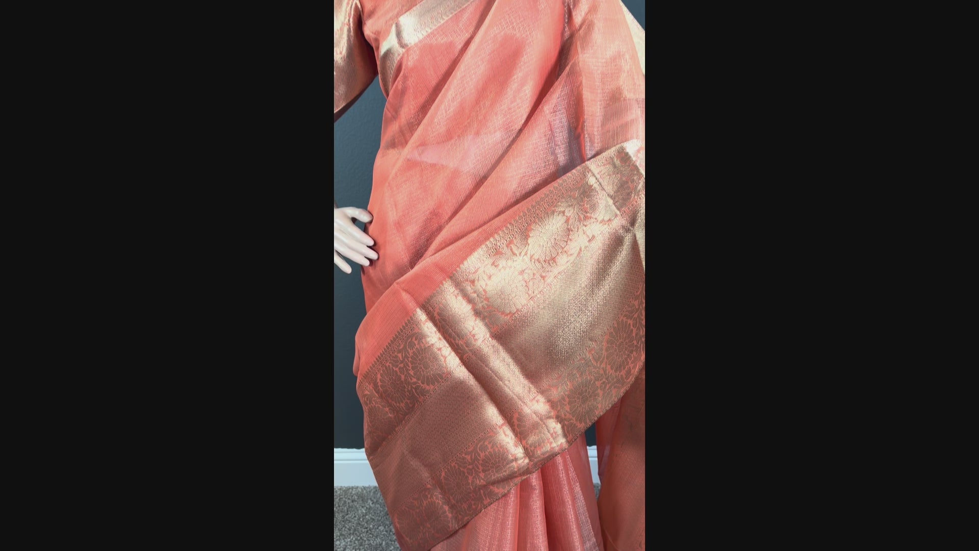 Fanta Queen -Orange tissue silk saree with blouse