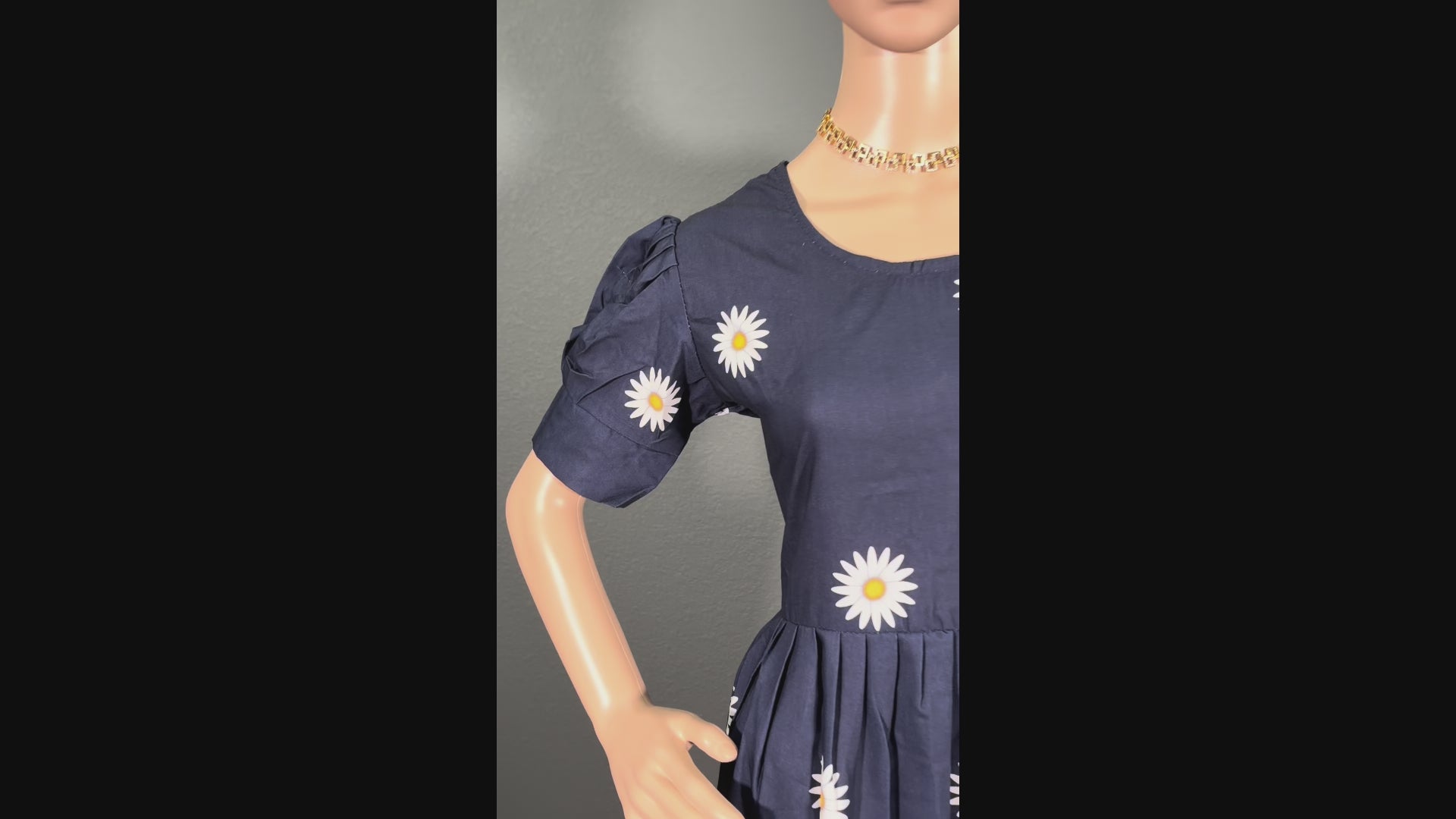 Navy Blossom Breeze - Blue Maxi Dress (L - XL)