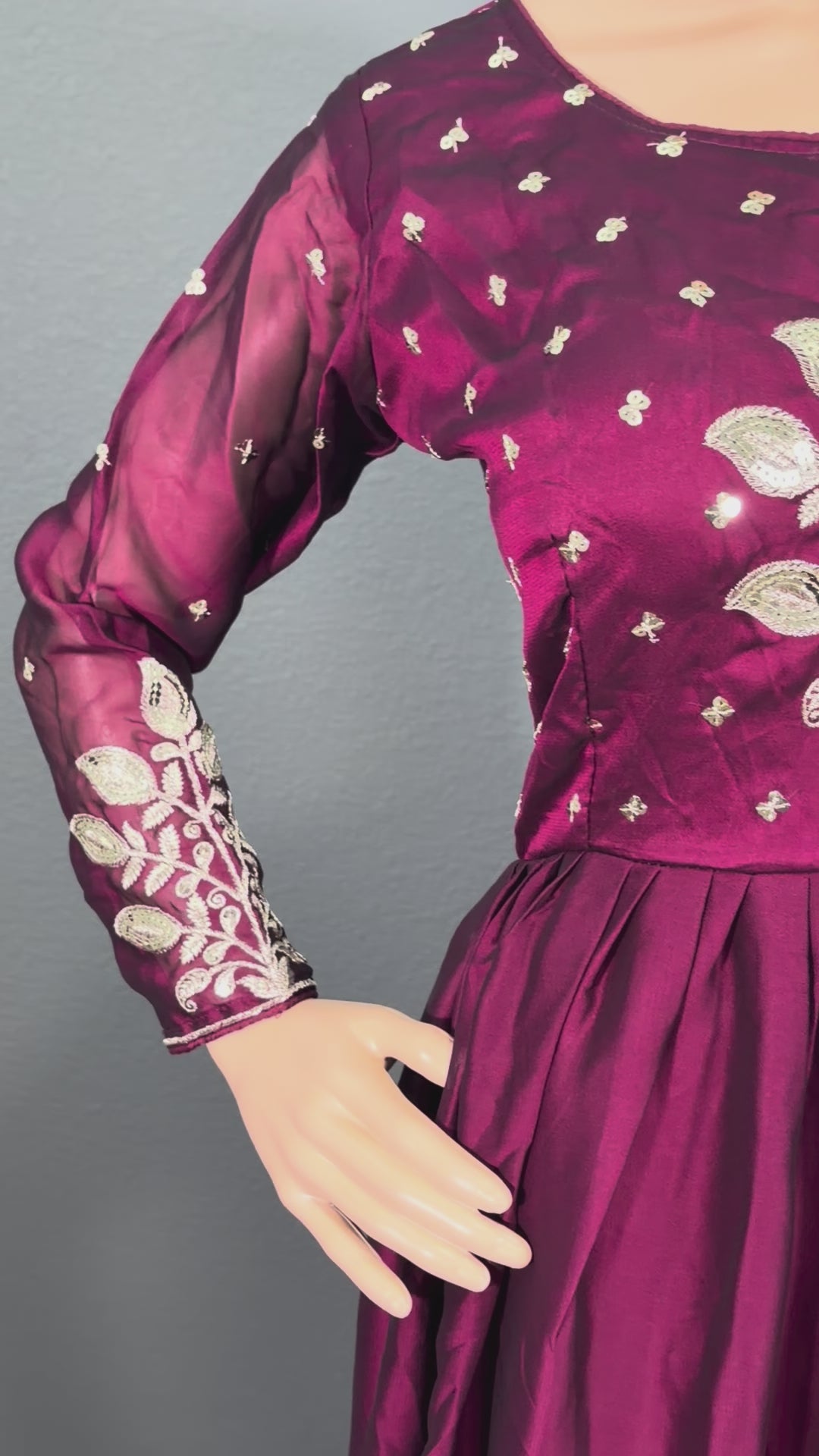 Ruby Rajkumari - Maroon Anarkali Gown with shawl for women (M up to L)