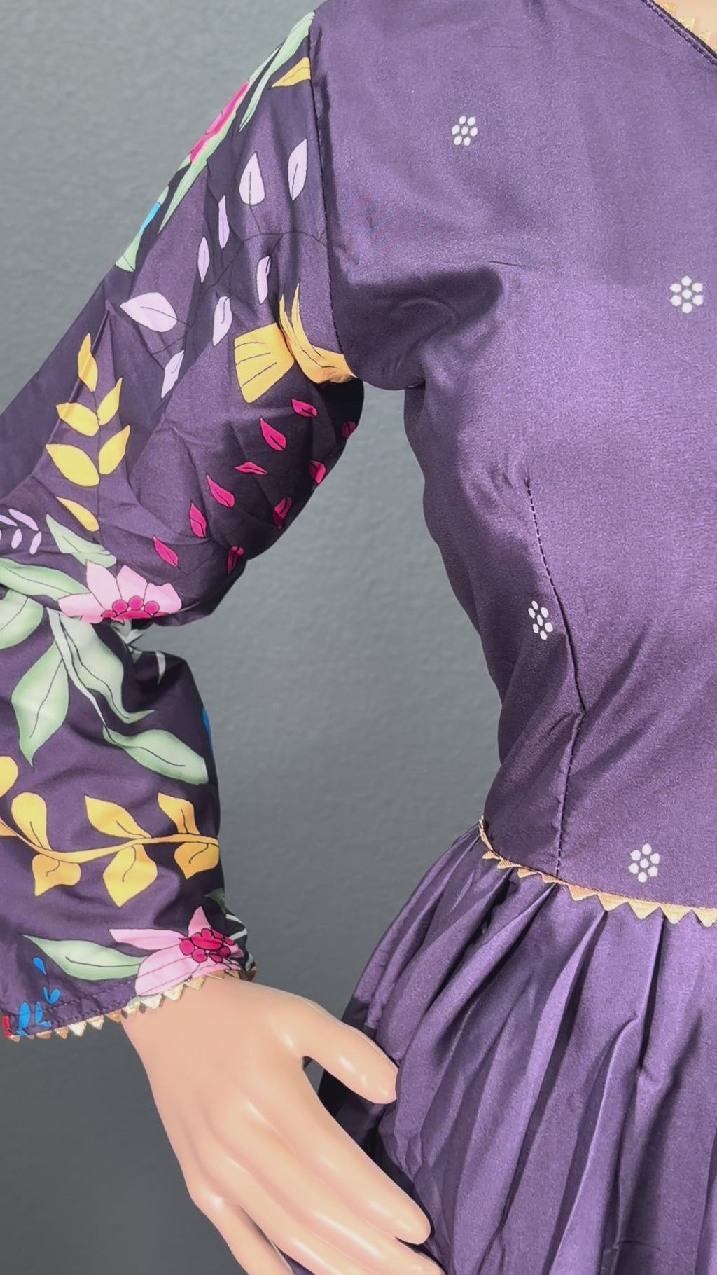 Purple Kalamkari - KALAMKARI Anarkali dress for women(M up to L)